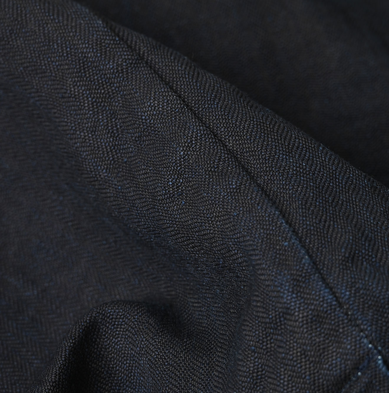 Indigo Linen Herringbone 908 Uma Jacket Detail