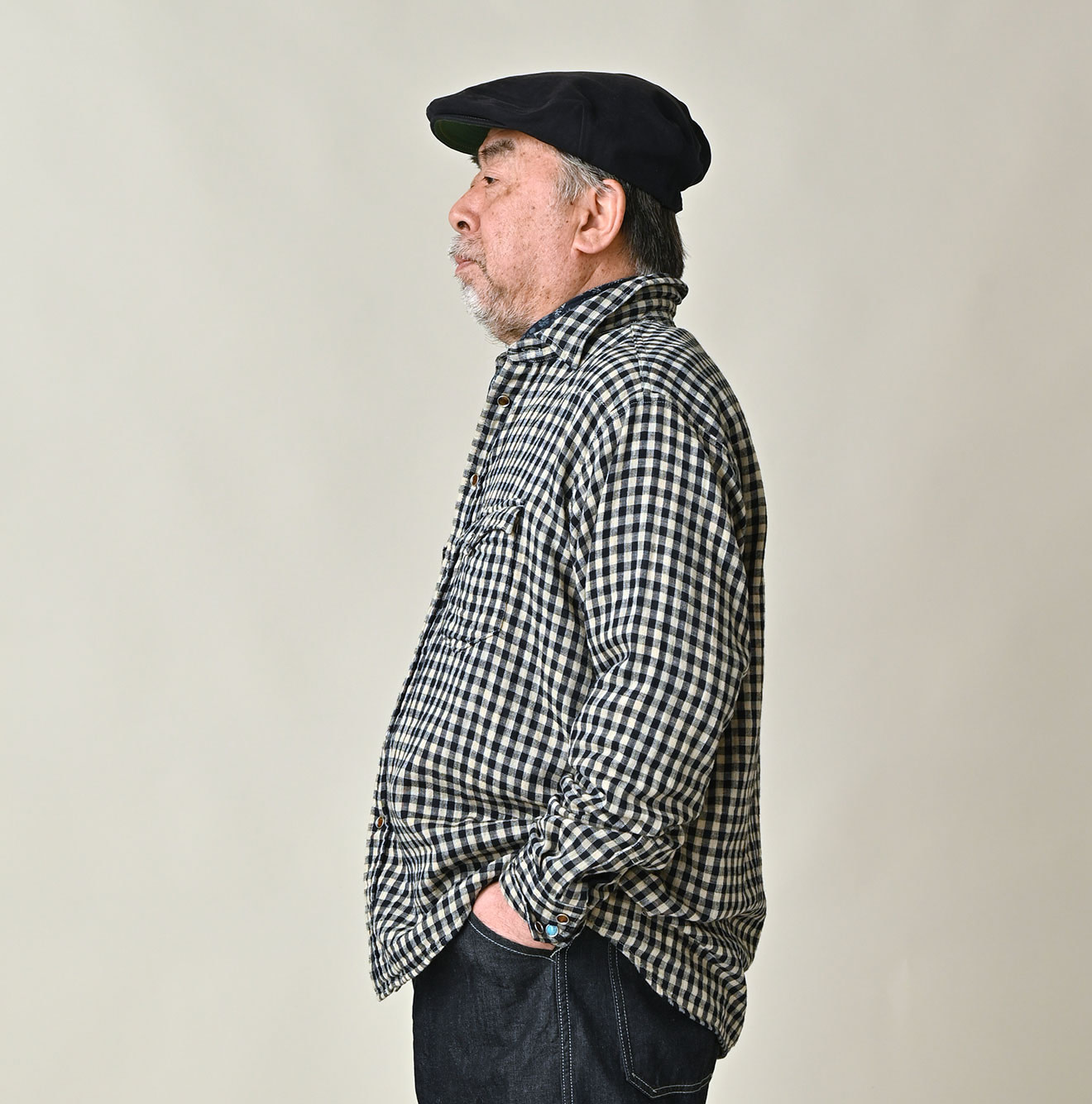 Indigo Double Woven 908 Ocean Eastern Shirt Male Model