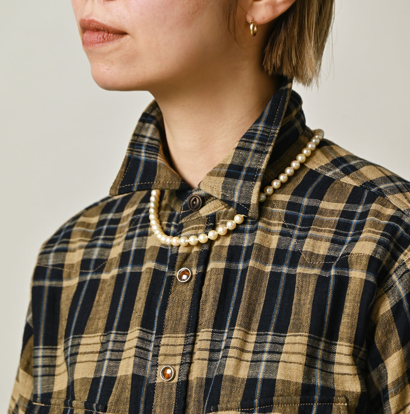 Indigo Double Woven 908 Ocean Eastern Shirt Detail