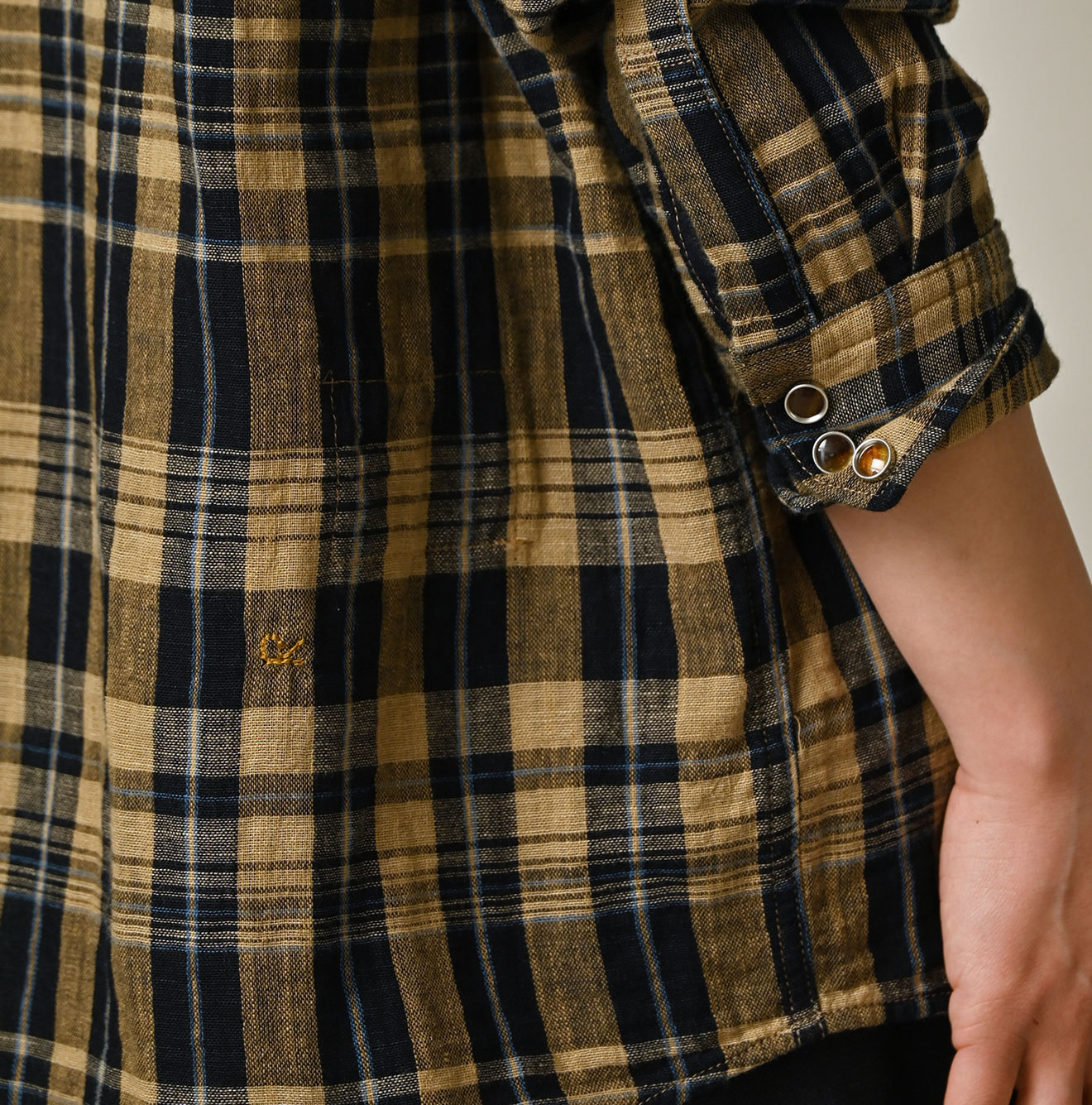 Indigo Double Woven 908 Ocean Eastern Shirt Detail