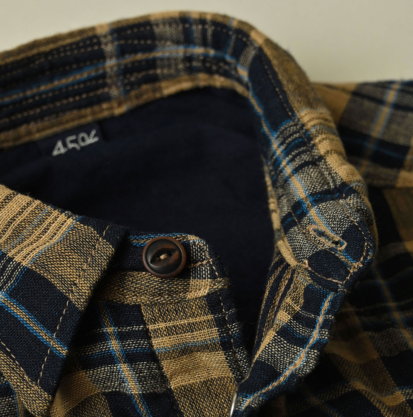 Indigo Double Woven 908 Ocean Eastern Shirt Detail