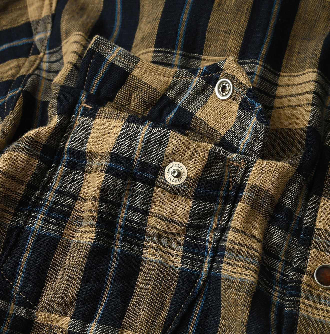 Indigo Double Woven 908 Ocean Eastern Shirt Detail