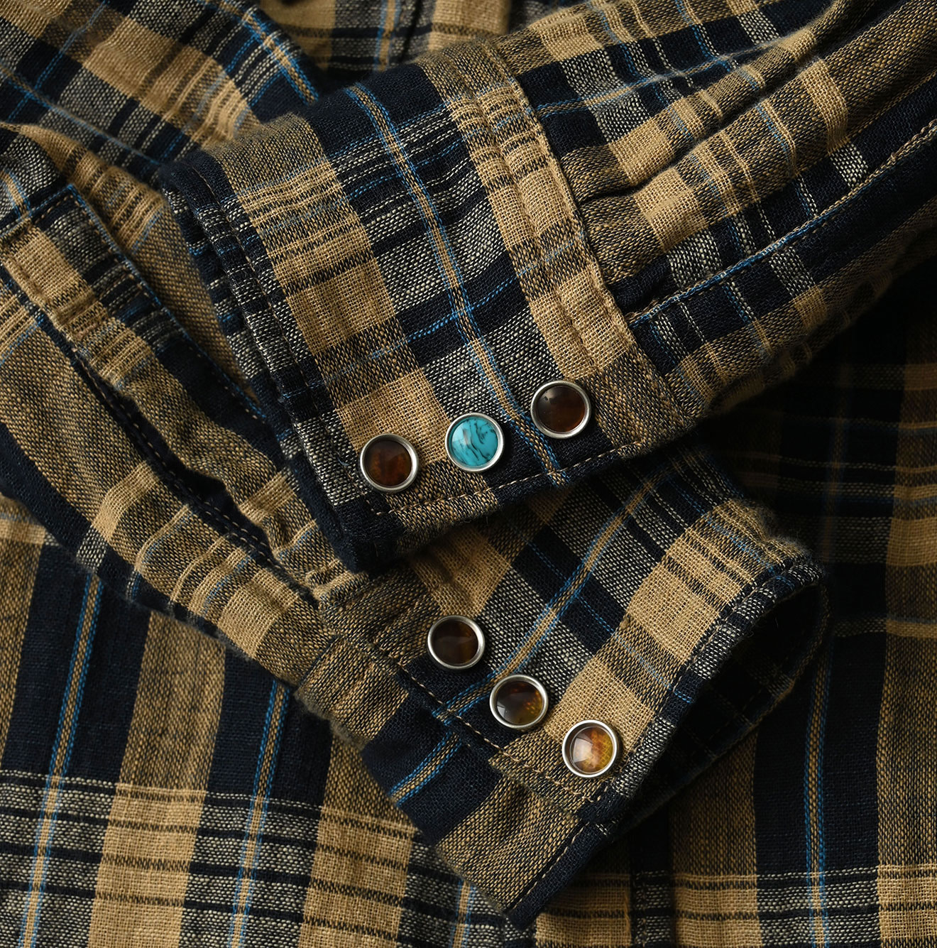 Indigo Double Woven 908 Ocean Eastern Shirt Detail