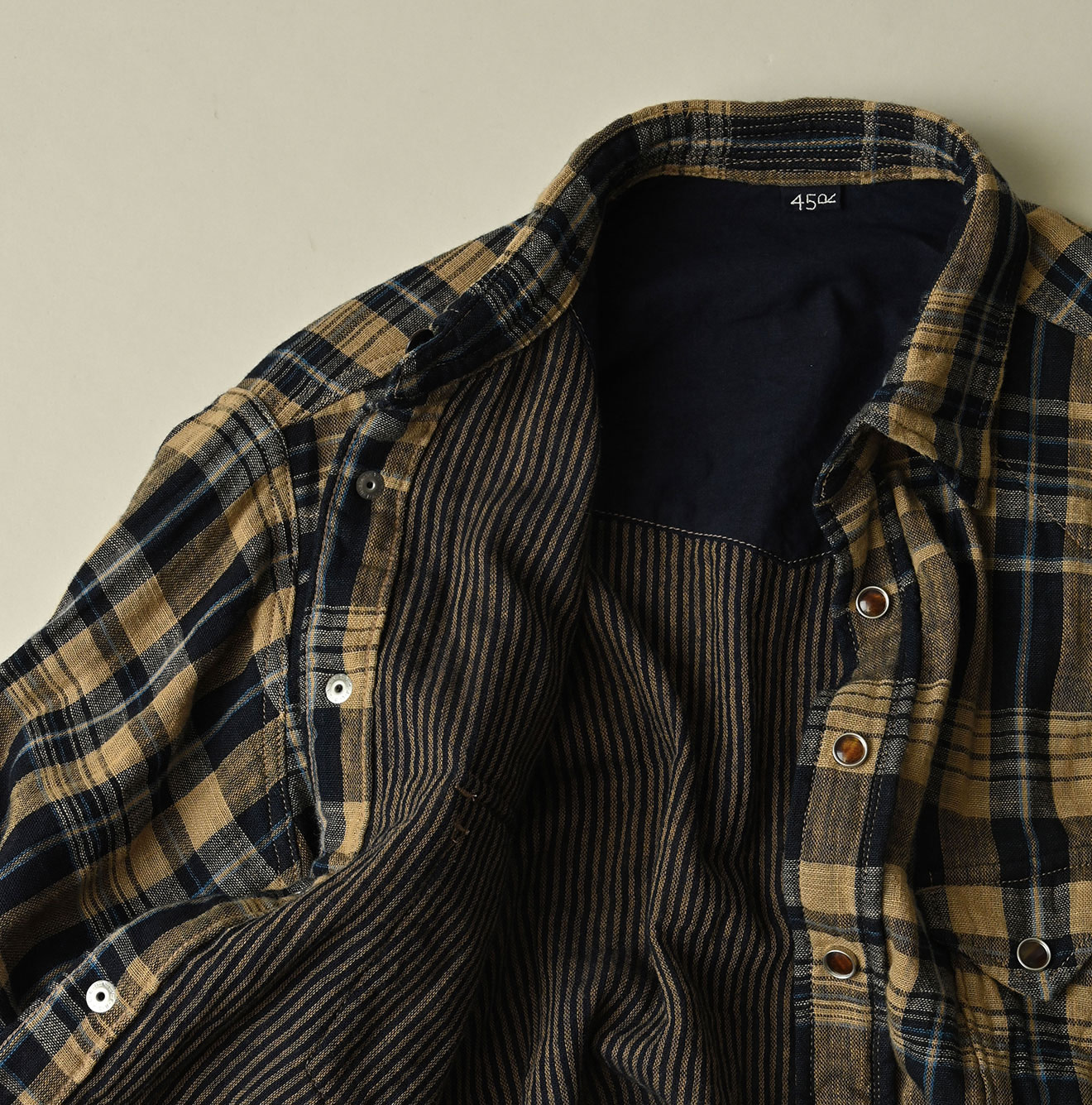 Indigo Double Woven 908 Ocean Eastern Shirt Detail