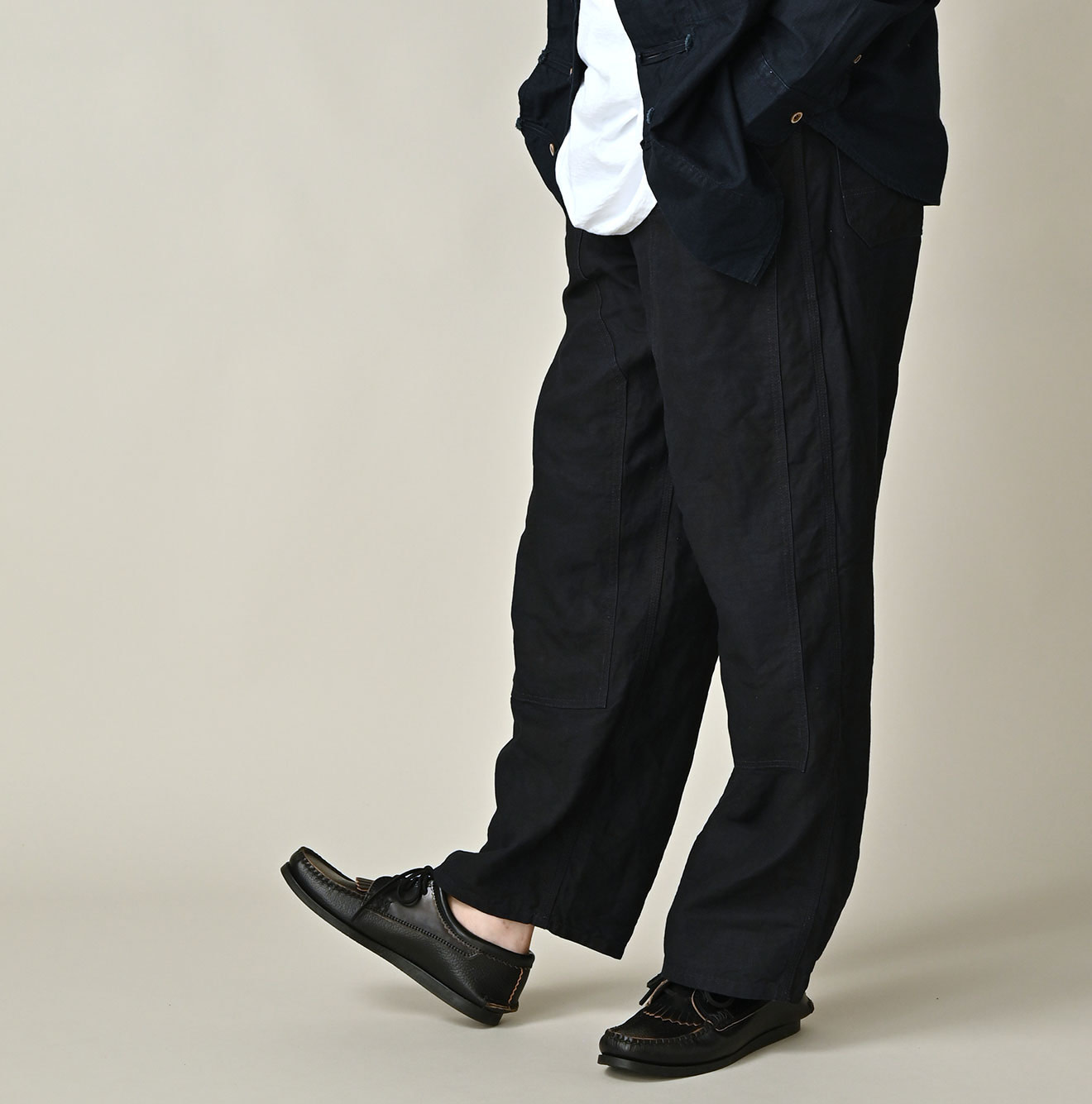 Indigo Linen Herringbone 908 Painter Pants Male Model