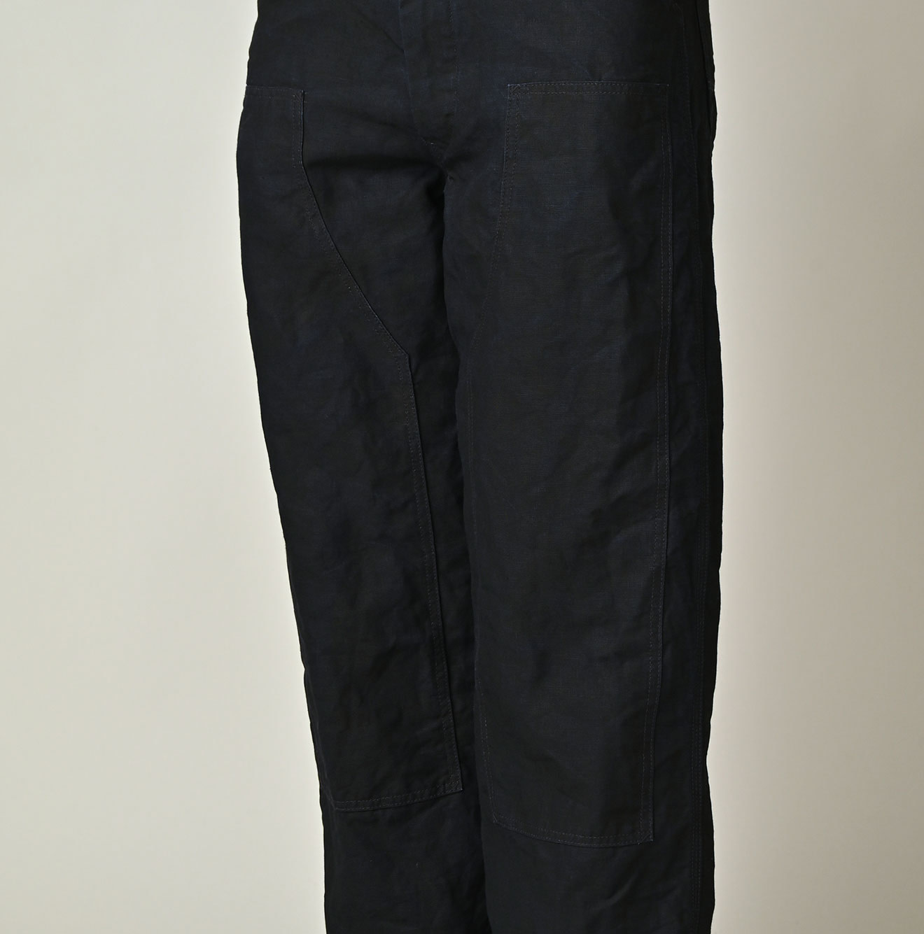 Indigo Linen Herringbone 908 Painter Pants Detail