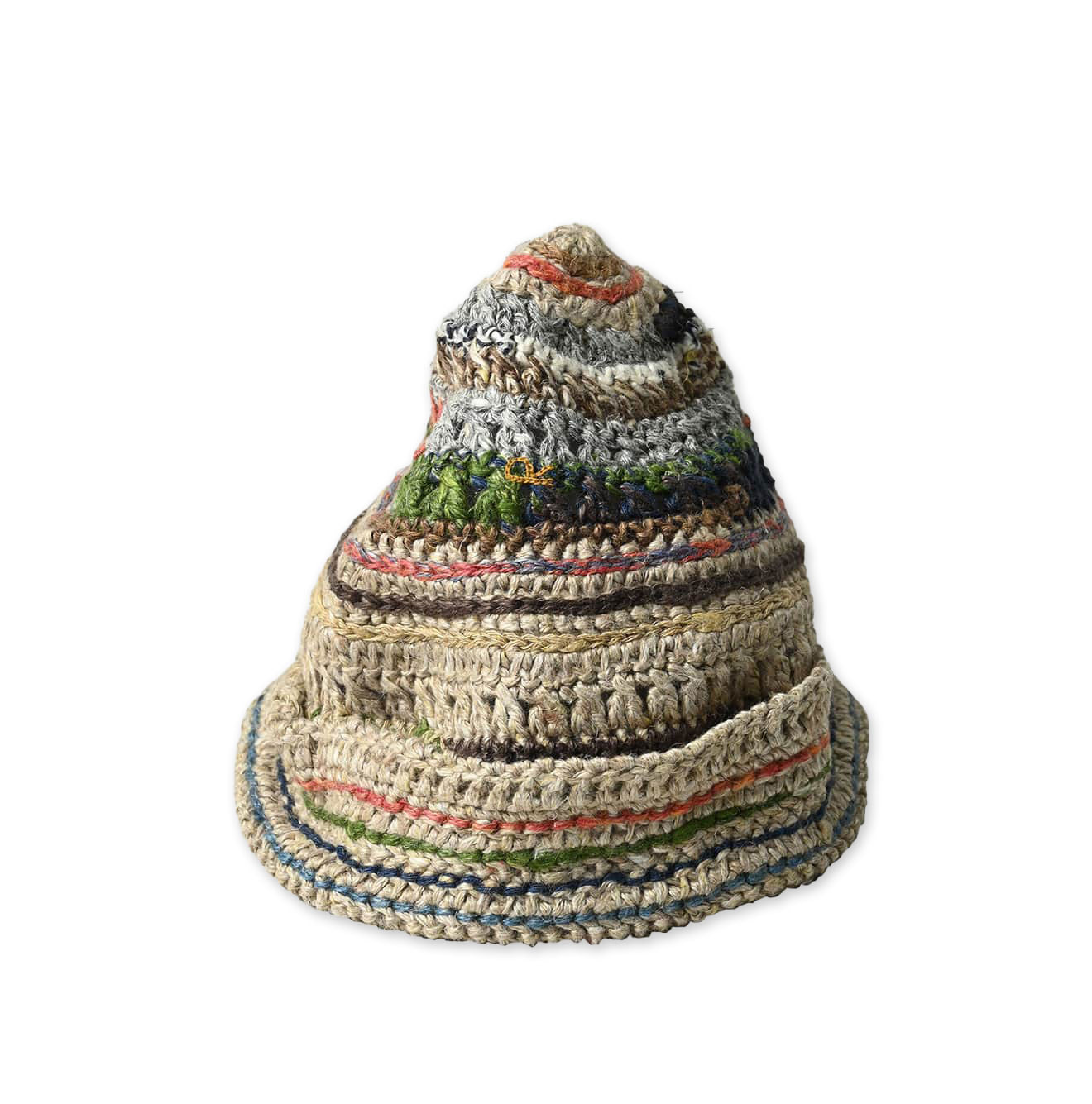 Linen Rug Knitted Cap Multi Stripes