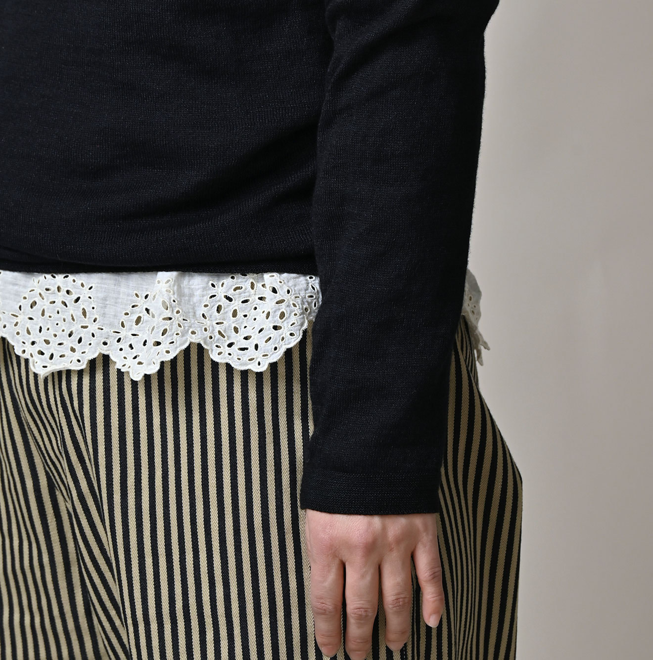 Indigo Whole Super Gauze 908 Crew Detail