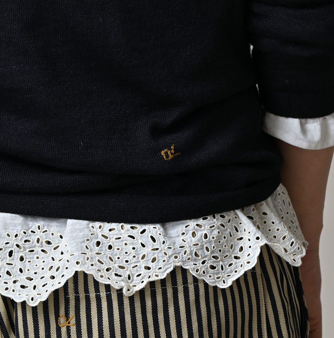 Indigo Whole Super Gauze 908 Crew Detail