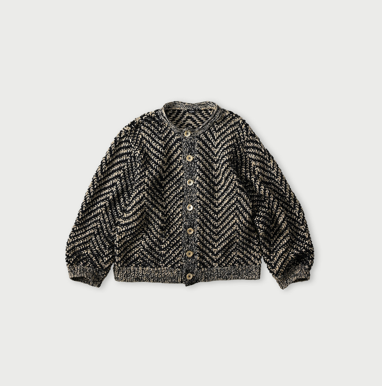 Linen Herringbone Bolero Natural x Navy Herringbone