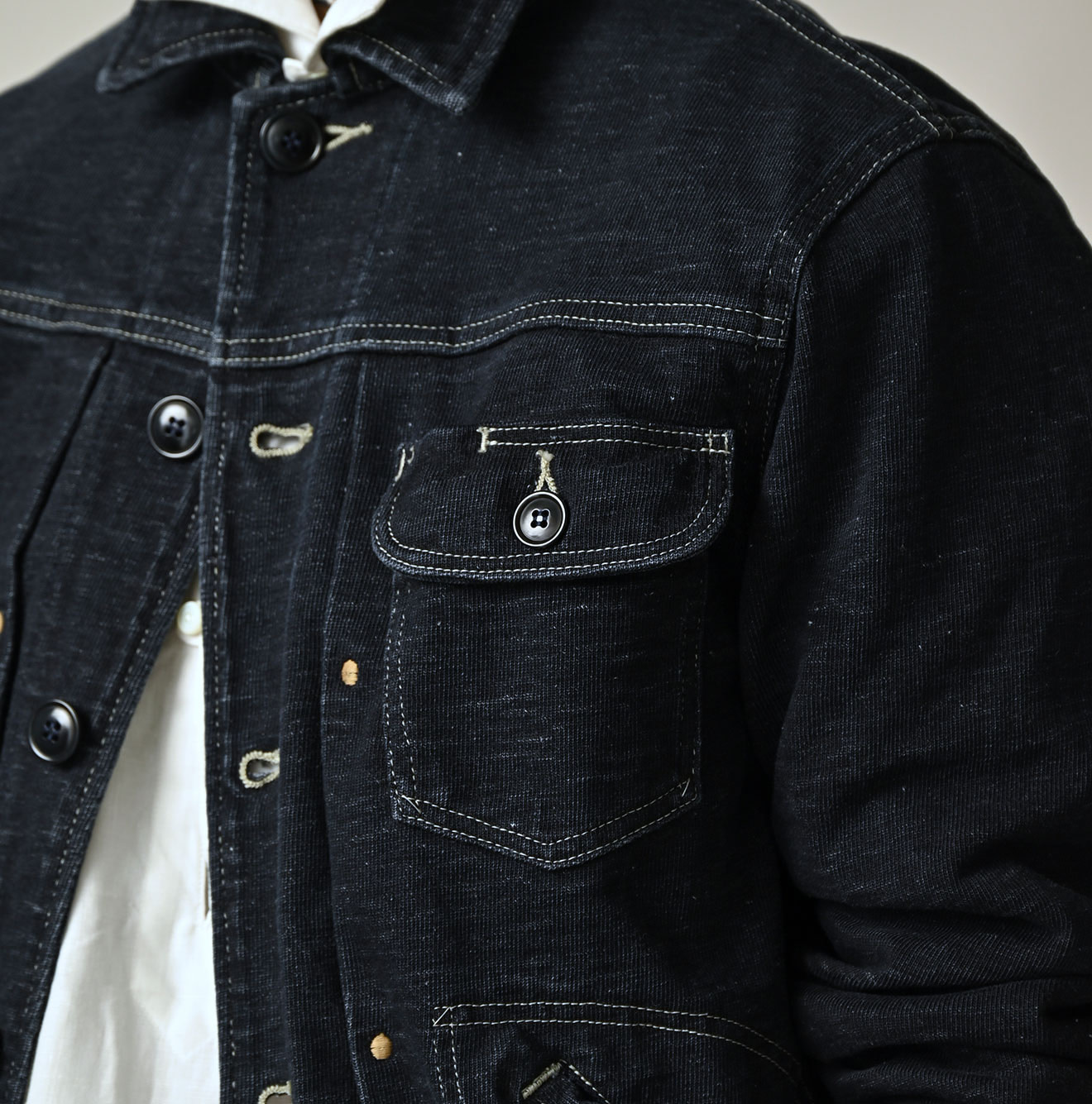 Indigo Denim Tenjiku G Jacket Detail