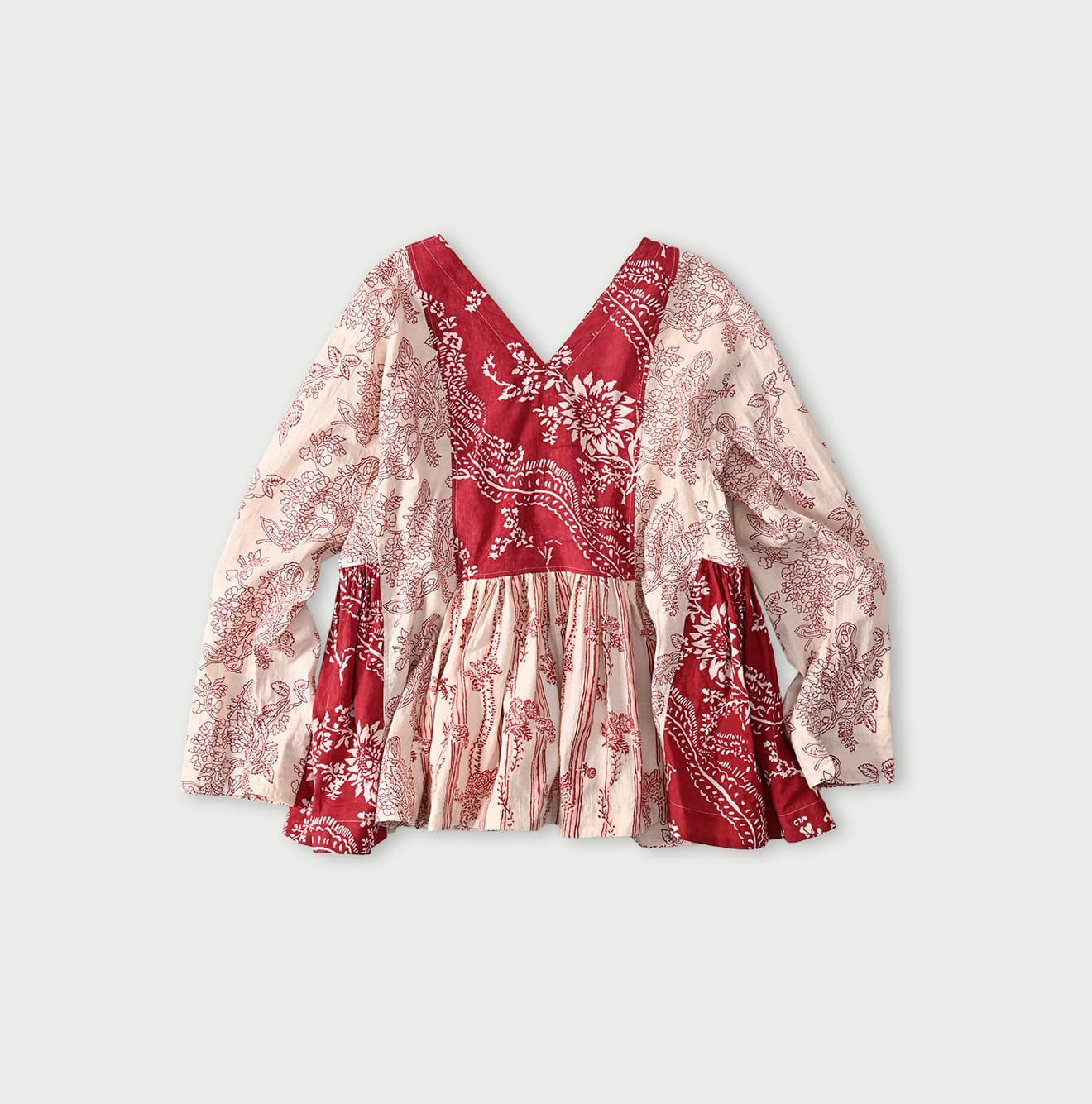 Indian Khadi Block Print Patchwork Blouse Back