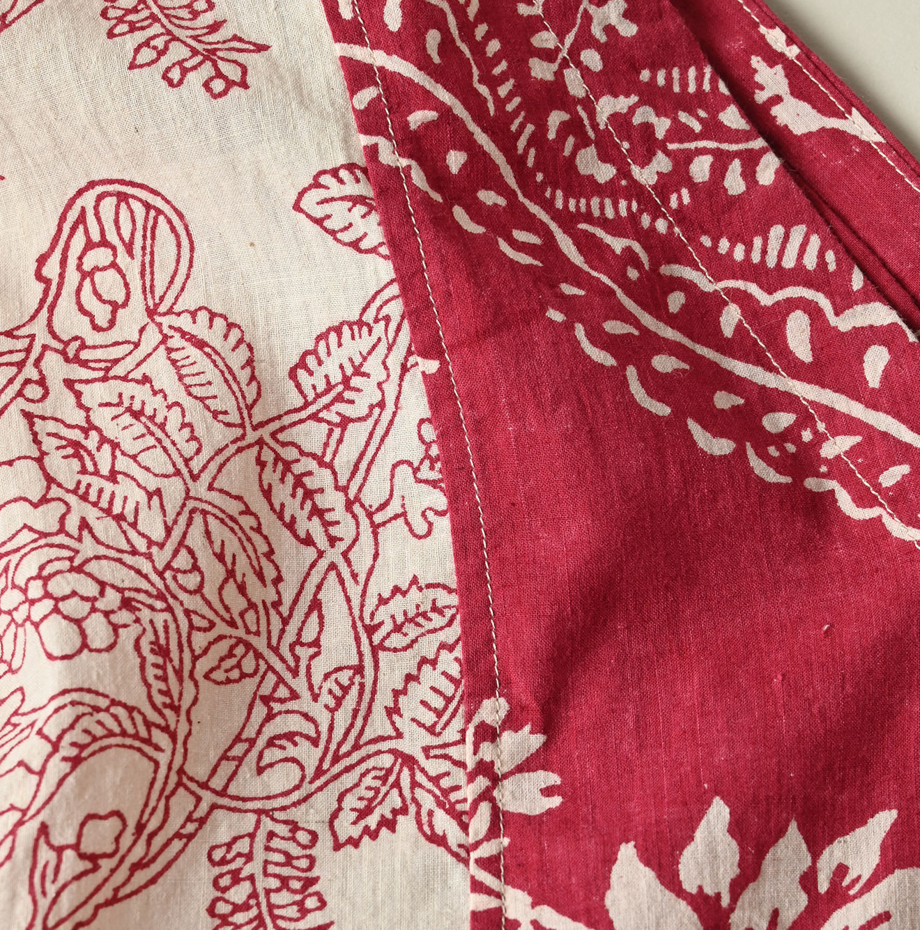 Indian Khadi Block Print Patchwork Blouse Detail