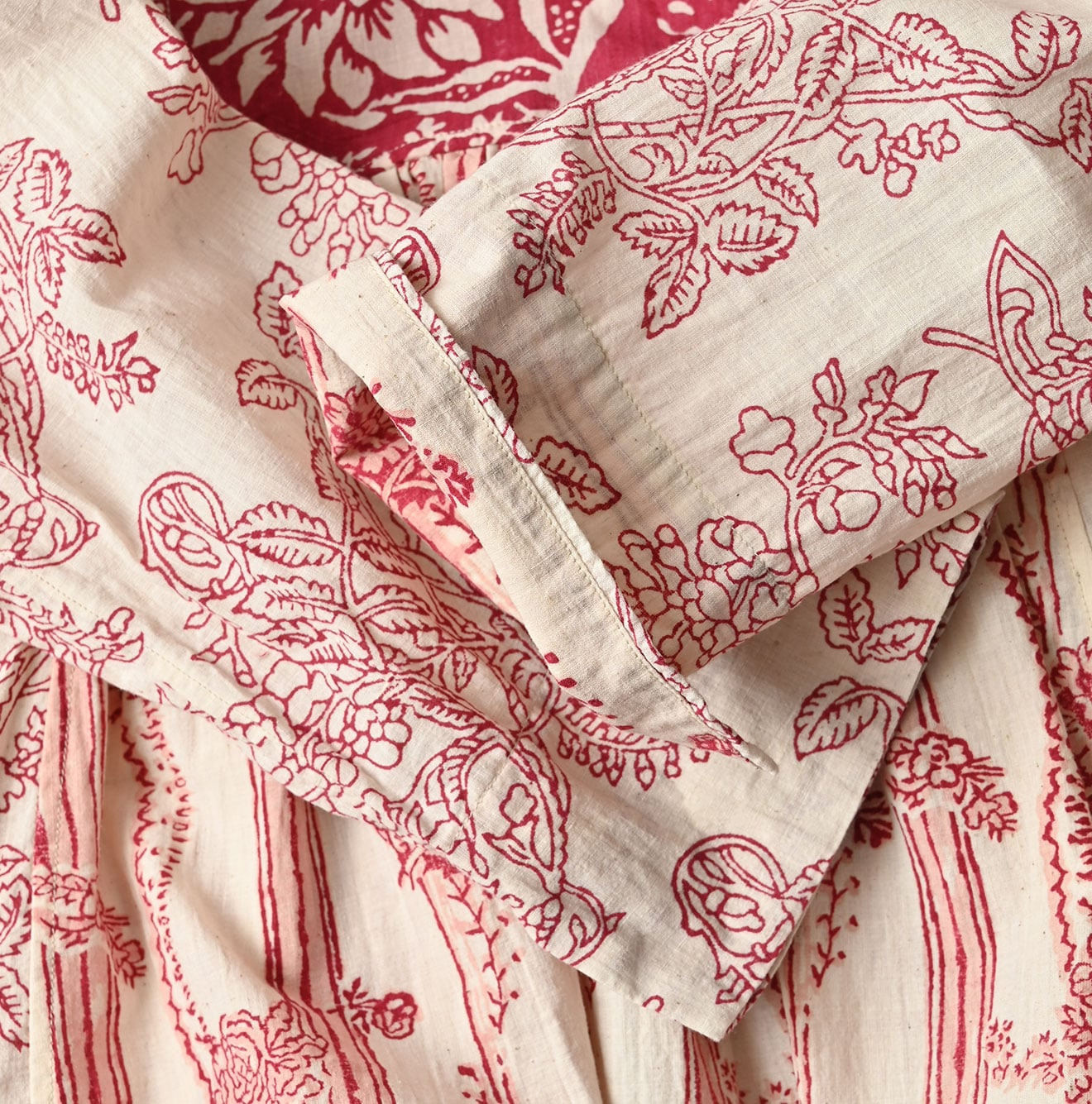 Indian Khadi Block Print Patchwork Blouse Detail