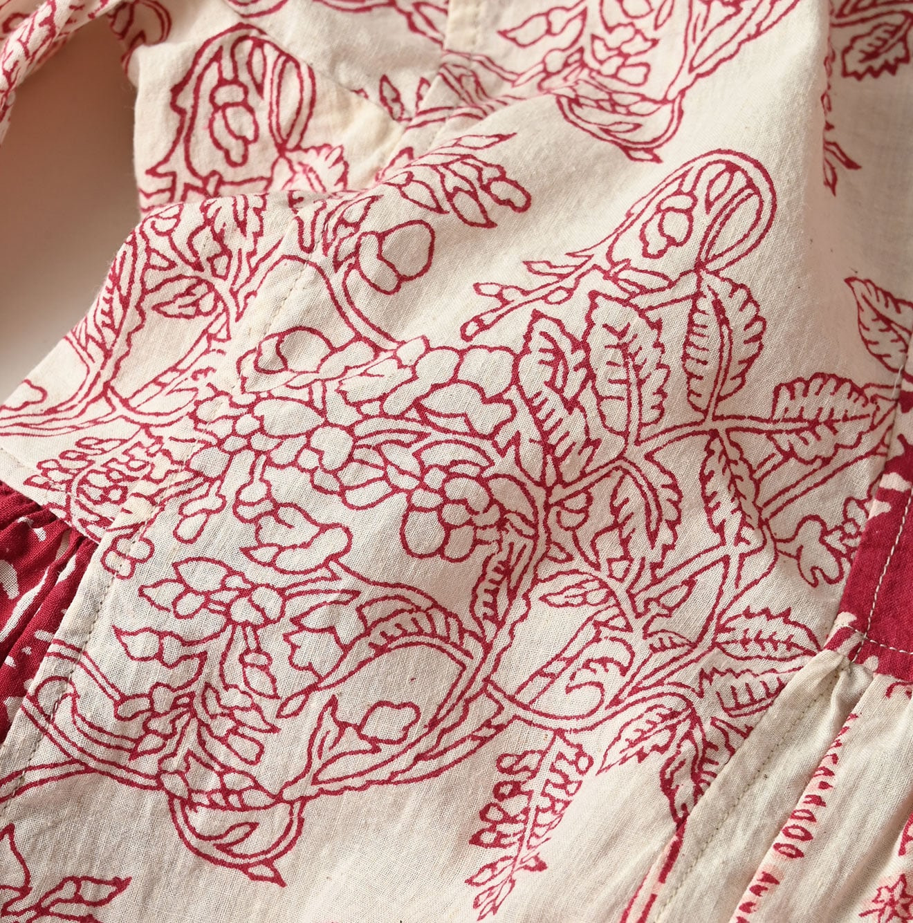 Indian Khadi Block Print Patchwork Blouse Detail