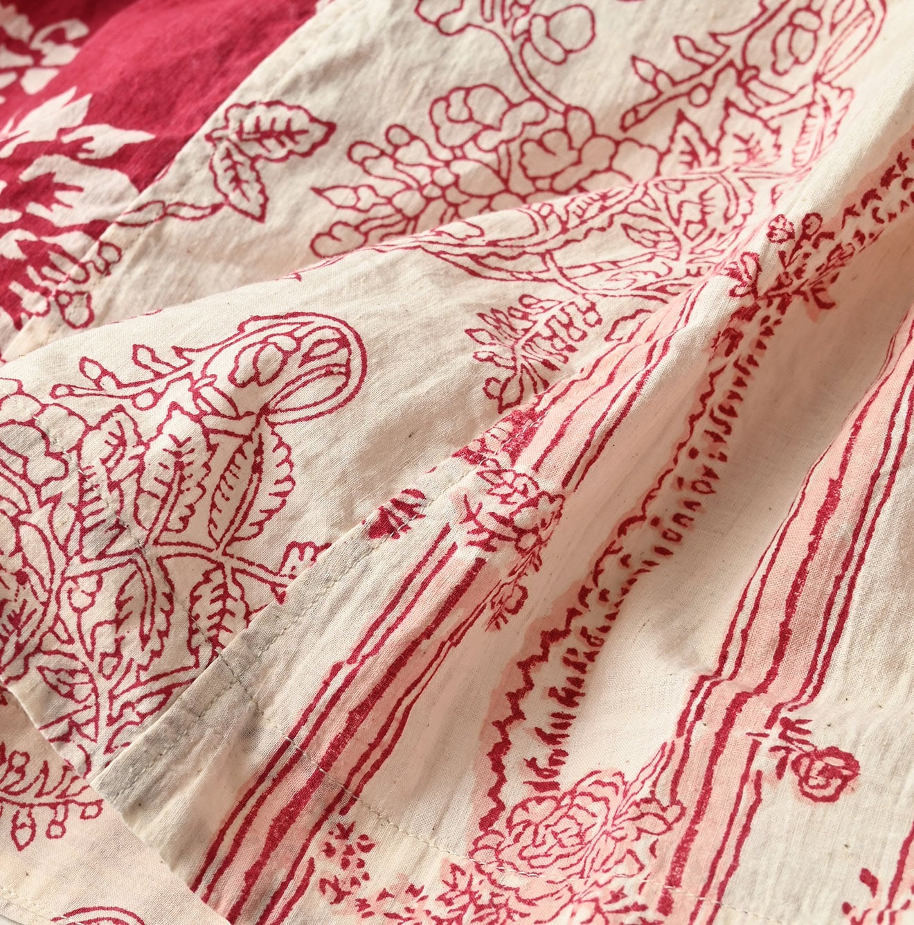 Indian Khadi Block Print Patchwork Blouse Detail