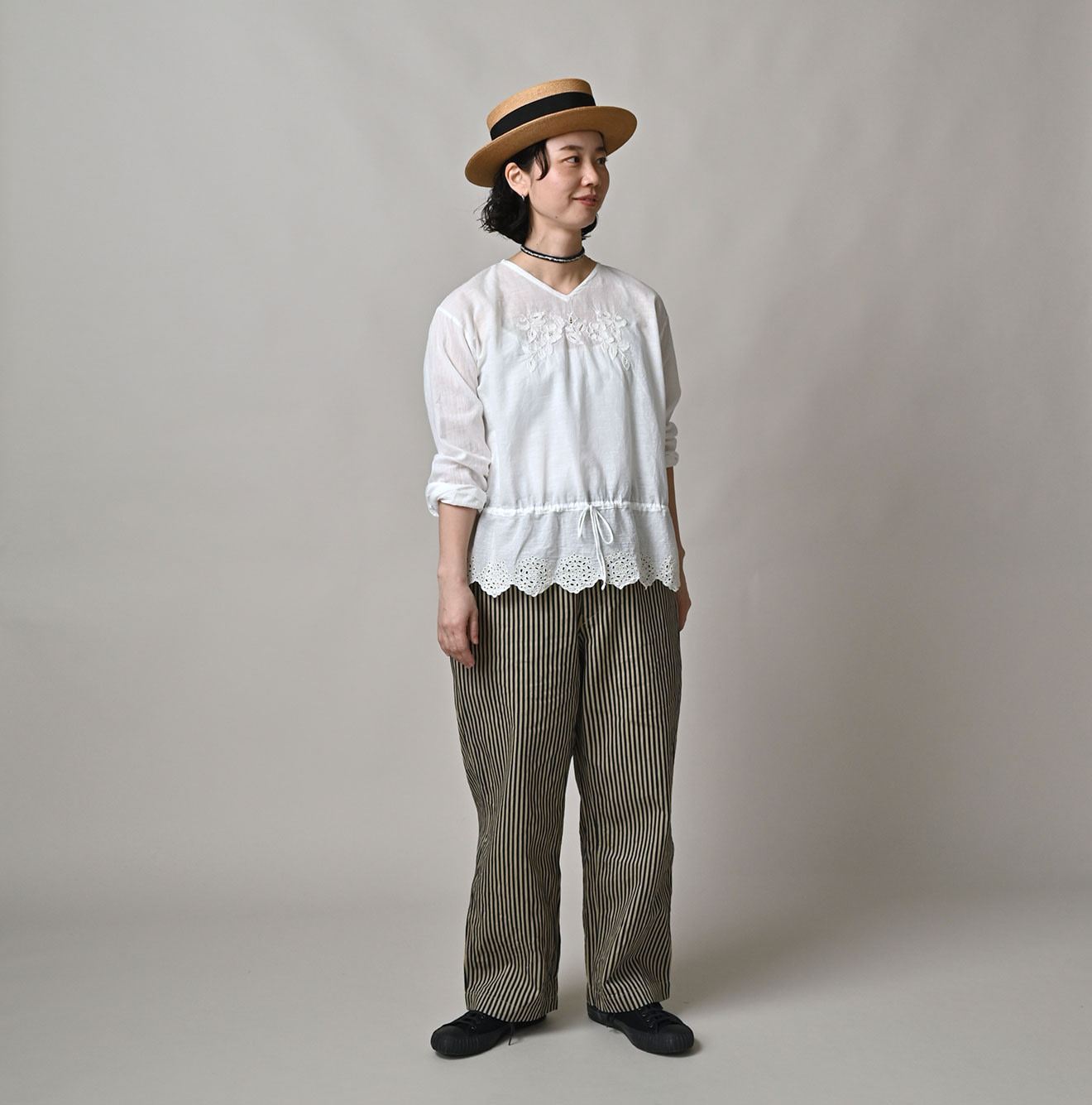 Indian Khadi Peplum Cutwork Embroidered M Shirt Female Model