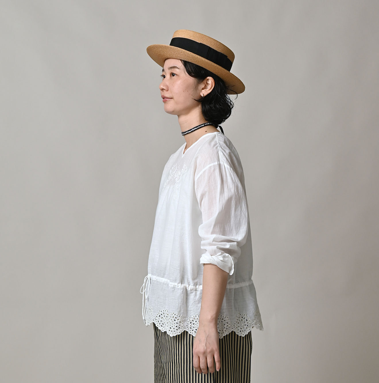 Indian Khadi Peplum Cutwork Embroidered M Shirt Female Model