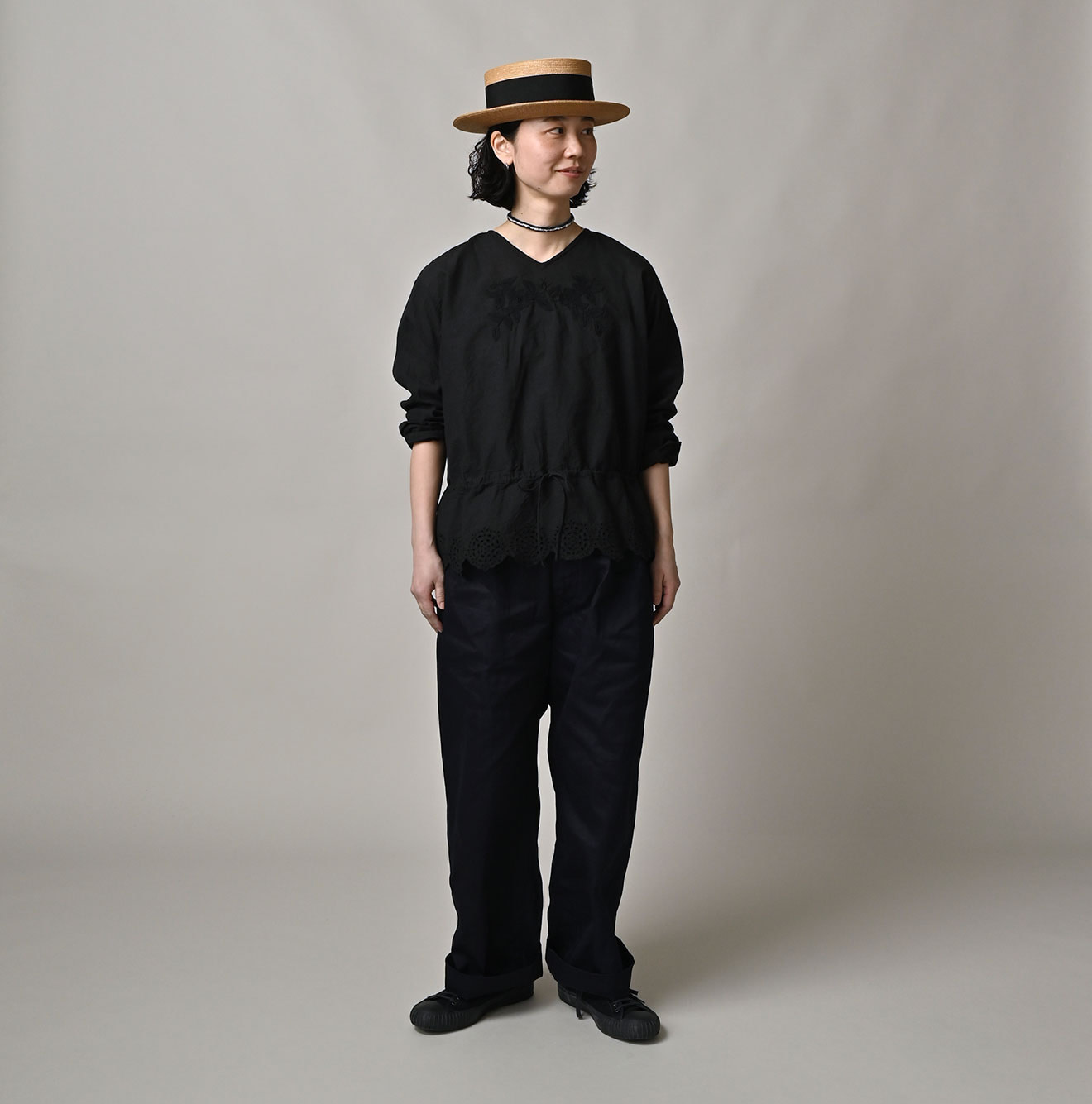 Indian Khadi Peplum Cutwork Embroidered M Shirt Female Model