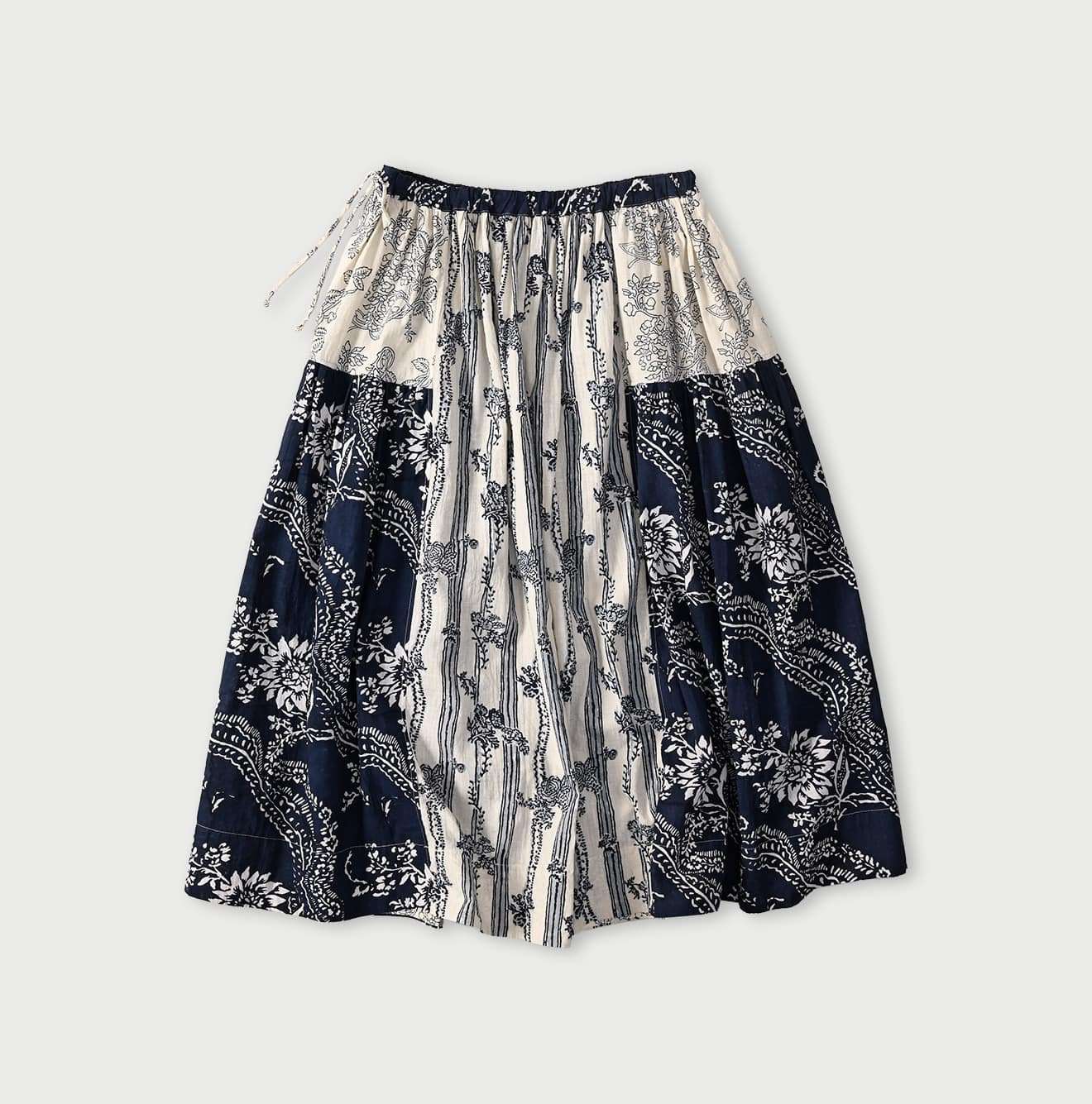 Indian Khadi Block Print Patchwork Skirt Back