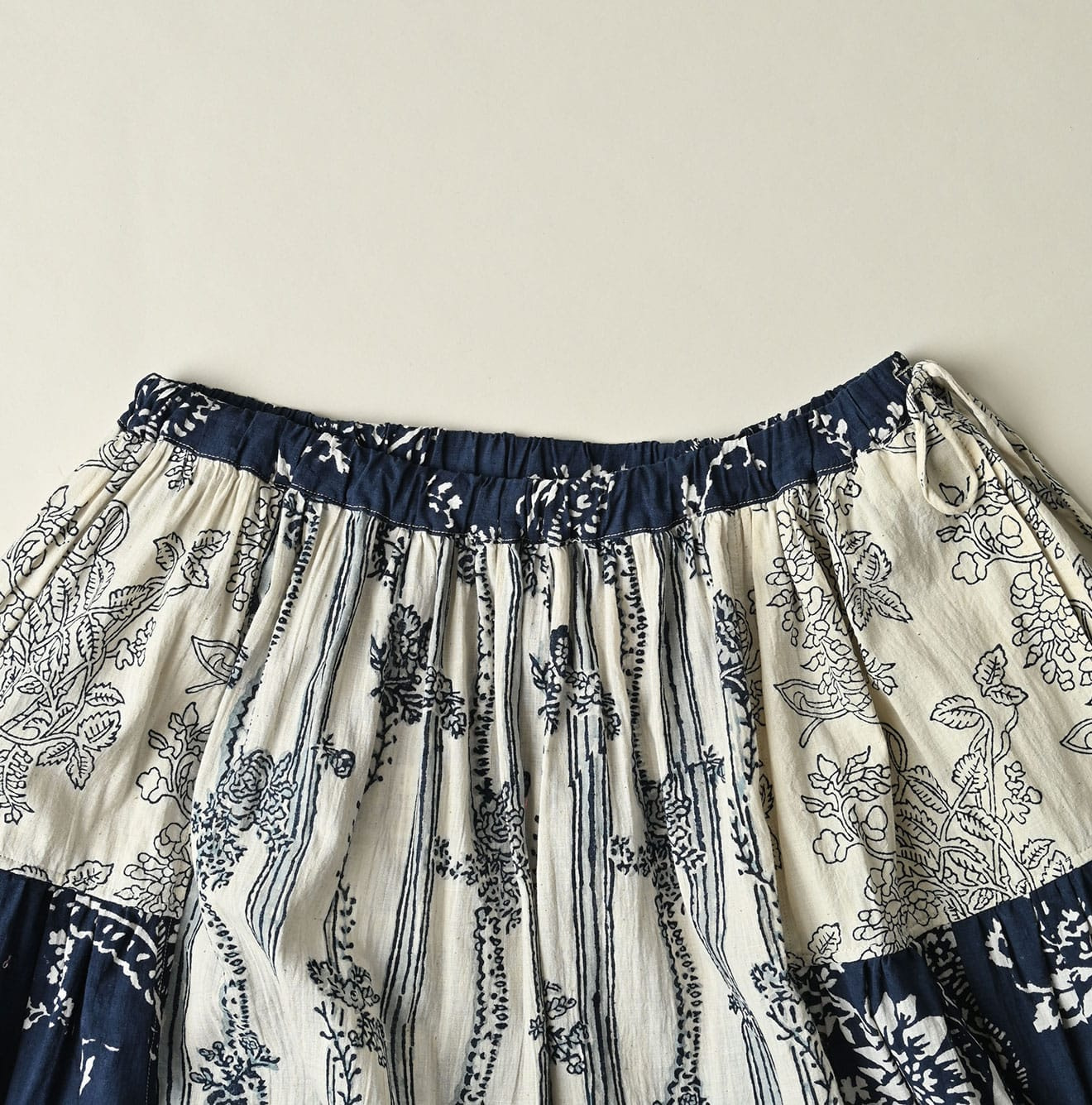 Indian Khadi Block Print Patchwork Skirt Detail