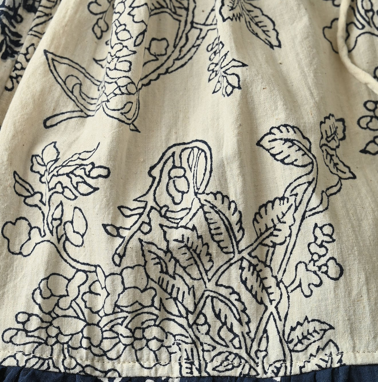 Indian Khadi Block Print Patchwork Skirt Detail
