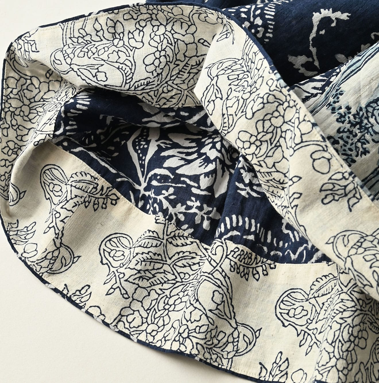 Indian Khadi Block Print Patchwork Skirt Detail