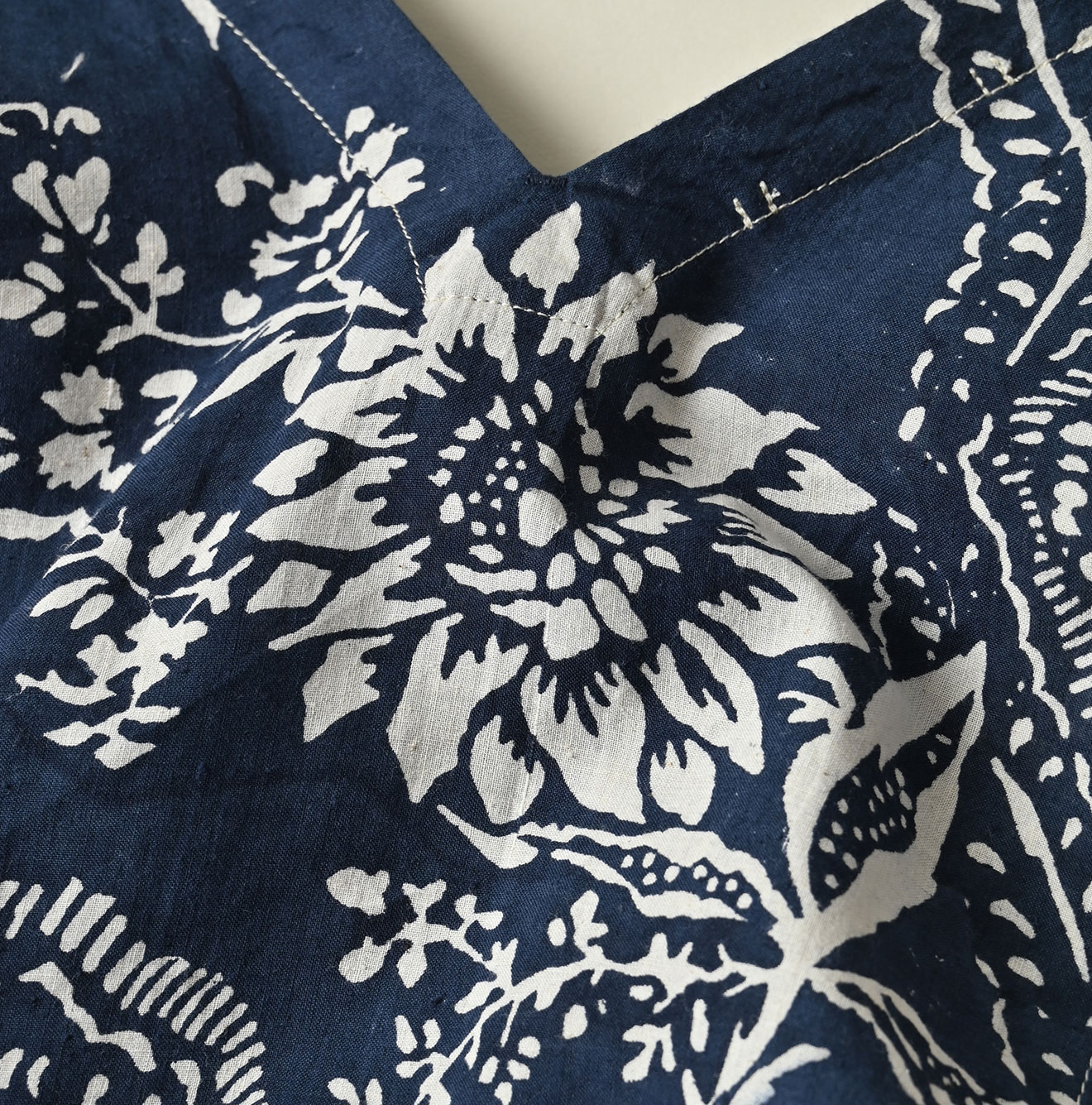 Indian Khadi Block Print Patchwork Dress Detail