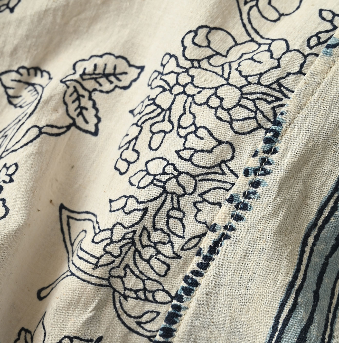 Indian Khadi Block Print Patchwork Dress Detail