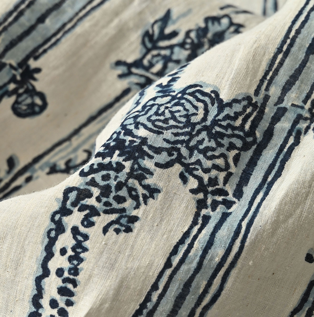 Indian Khadi Block Print Patchwork Dress Detail