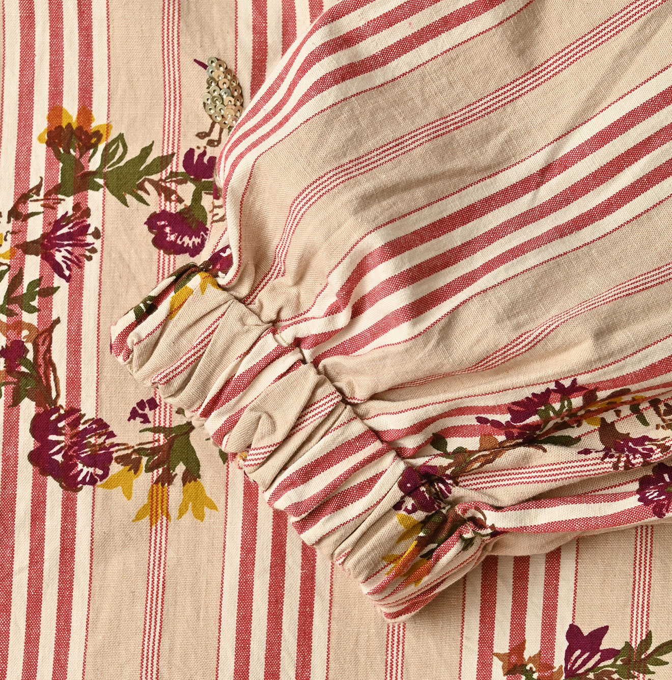 Indian Khadi OX SAIJIKI Poyon Puff Dress Detail