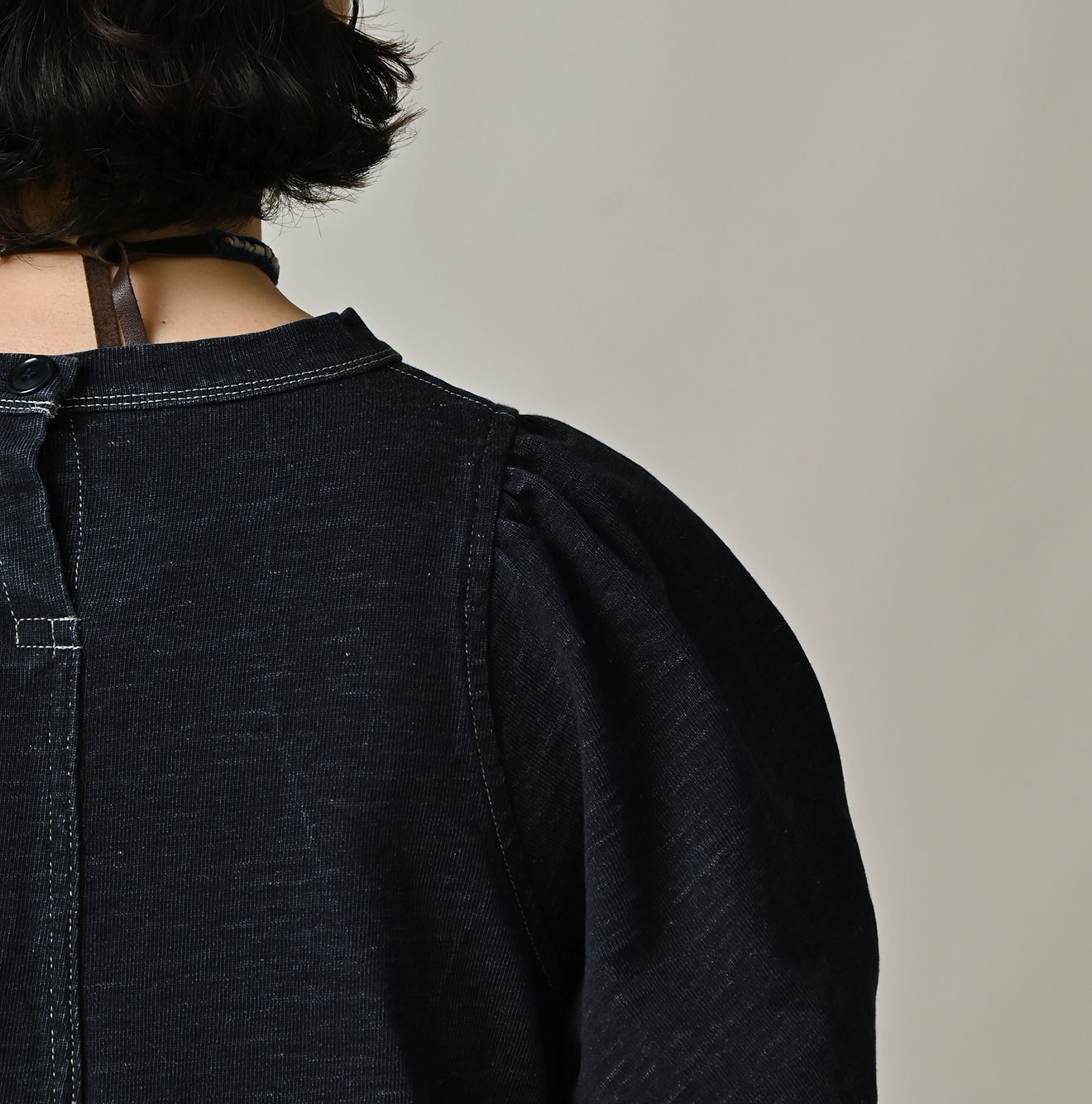 Indigo Denim Tenjiku Dress Detail