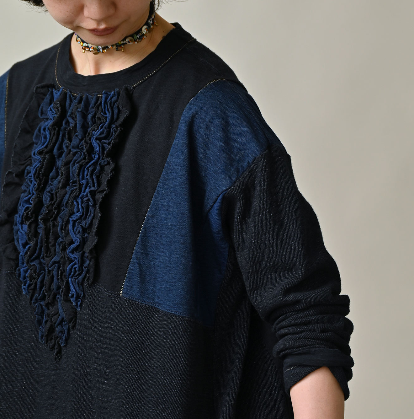 Indigo Iroiro Tenjiku Dress Detail