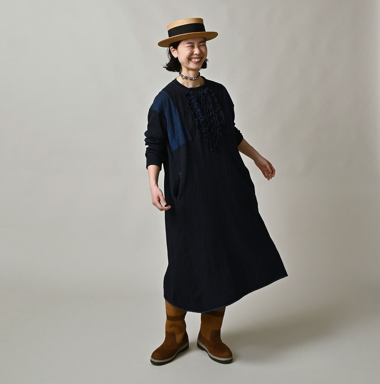 Indigo Iroiro Tenjiku Dress Female Model