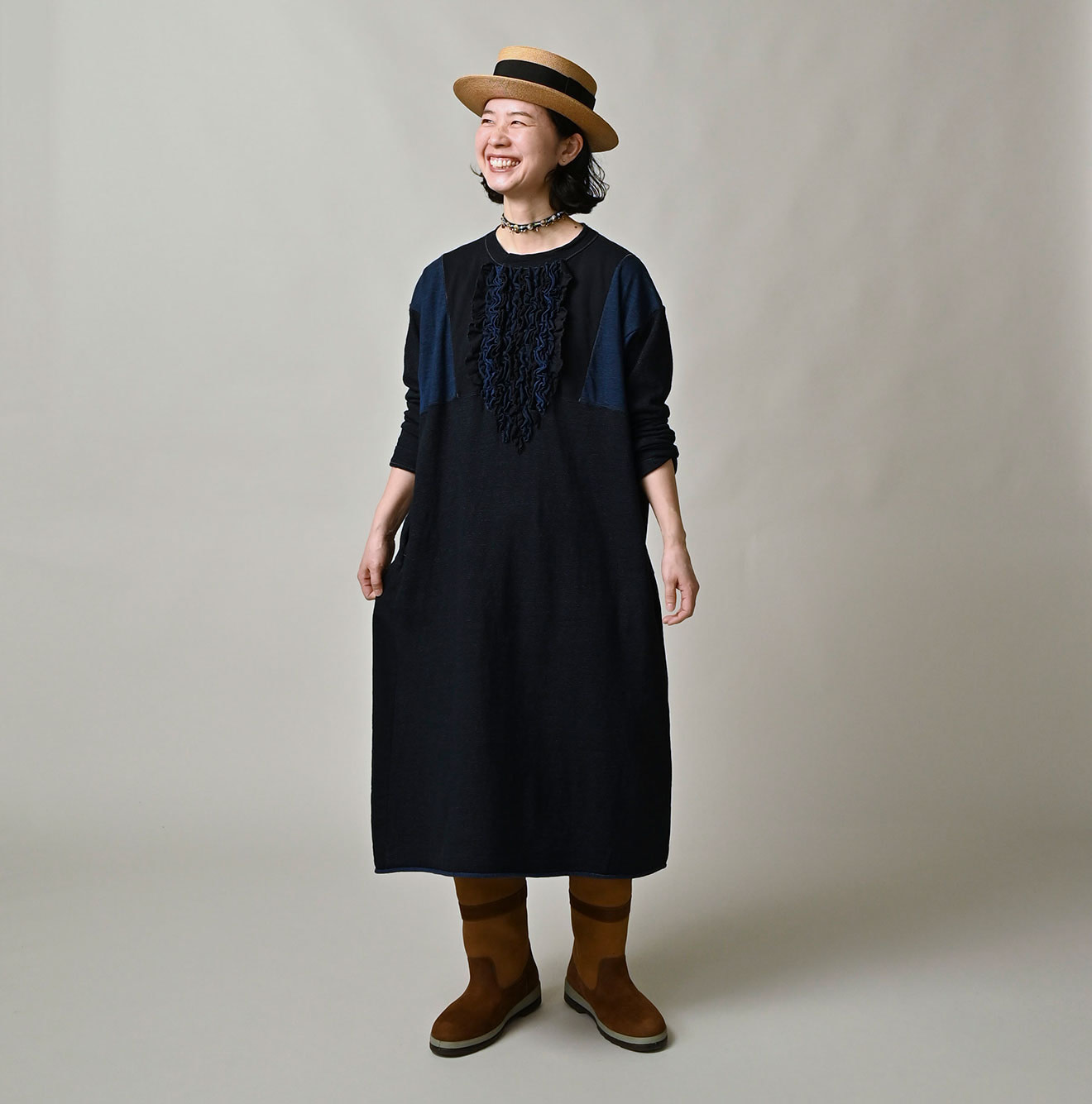 Indigo Iroiro Tenjiku Dress Female Model