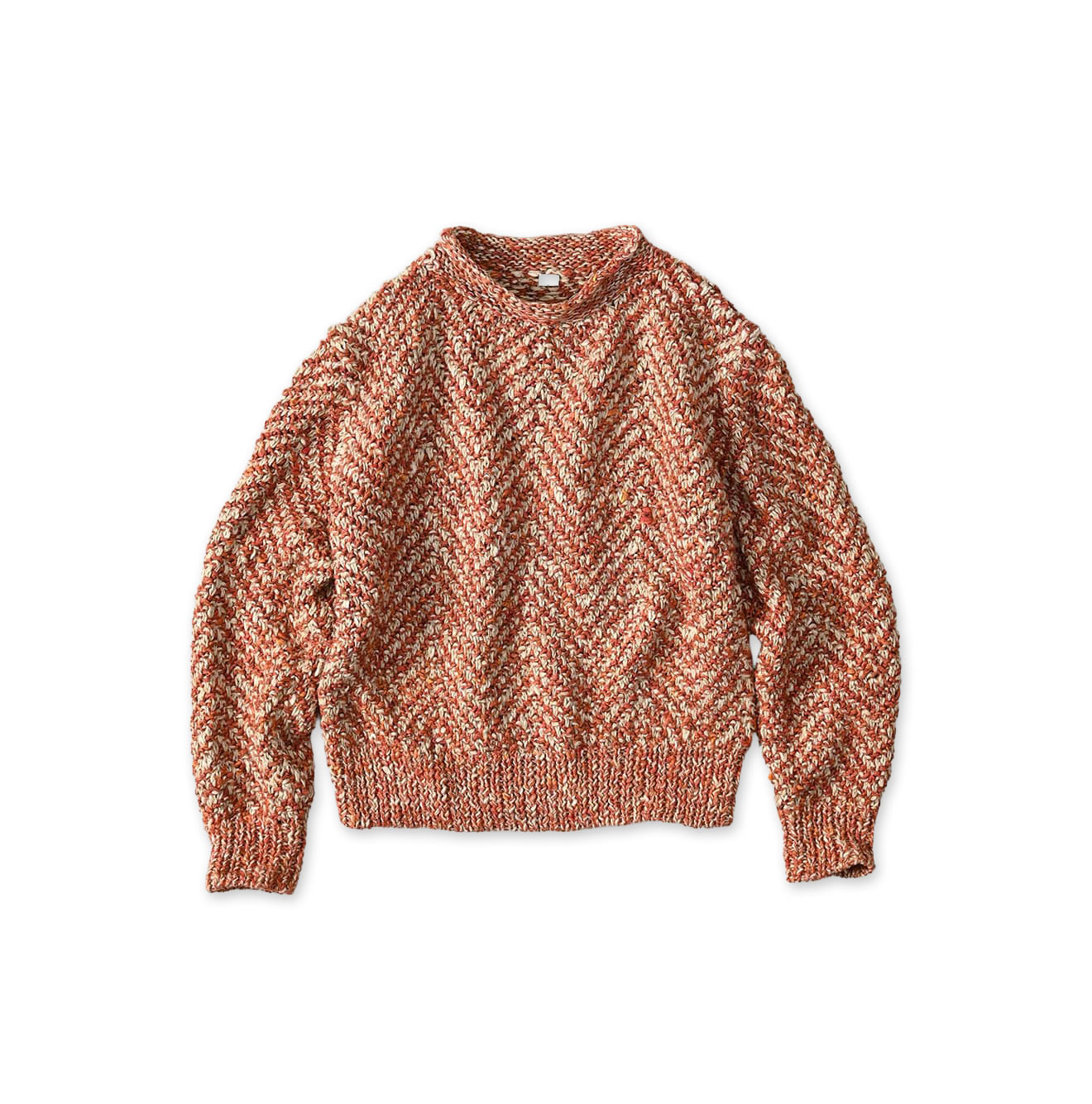 Linen Herringbone 908 Sweater White x Red Herringbone