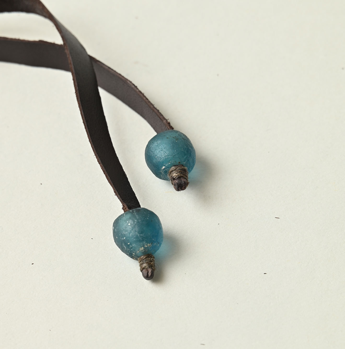 Antique Beads Leather Choker Detail