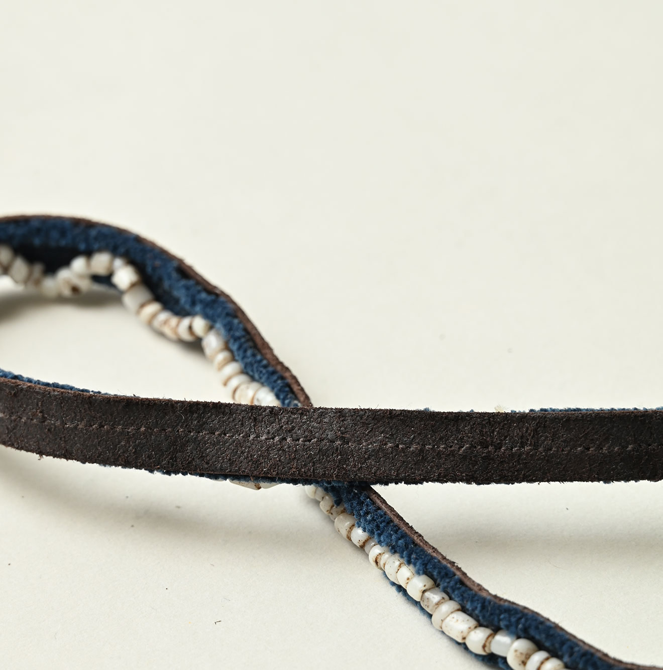 Antique Beads Leather Waist Tie Detail