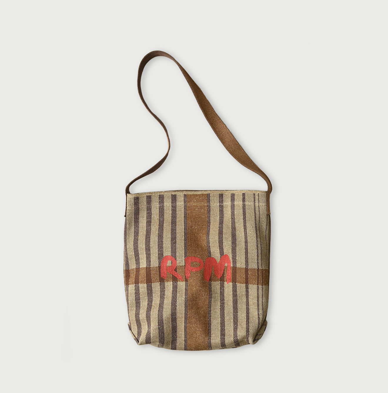 Linen Jacquard Bag Beige Stripes