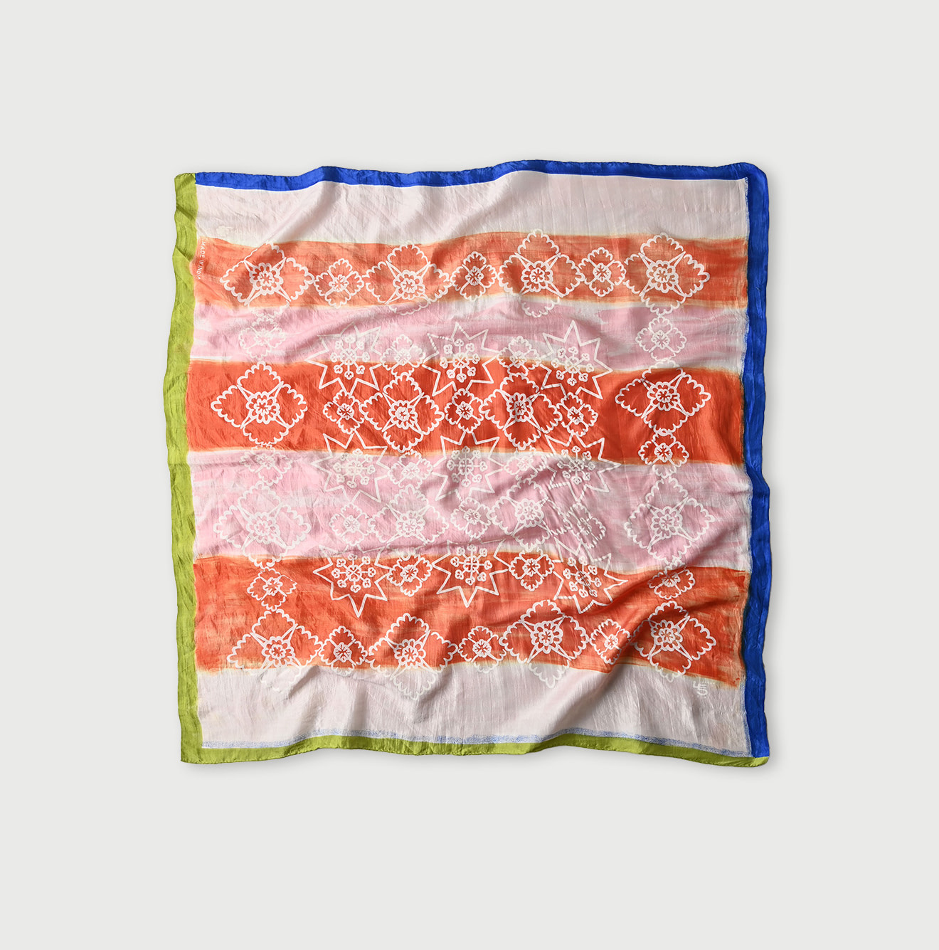 Indian Silk Handprint Furoshiki Pink
