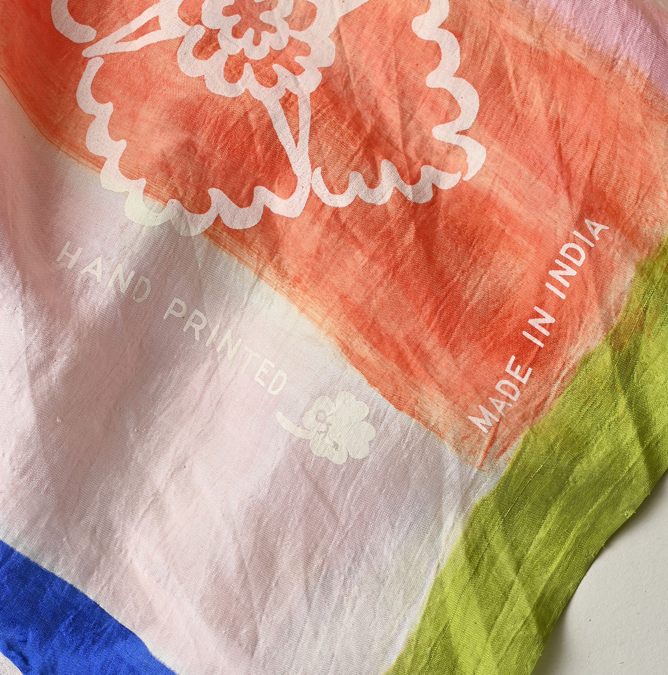 Indian Silk Handprint Furoshiki Detail