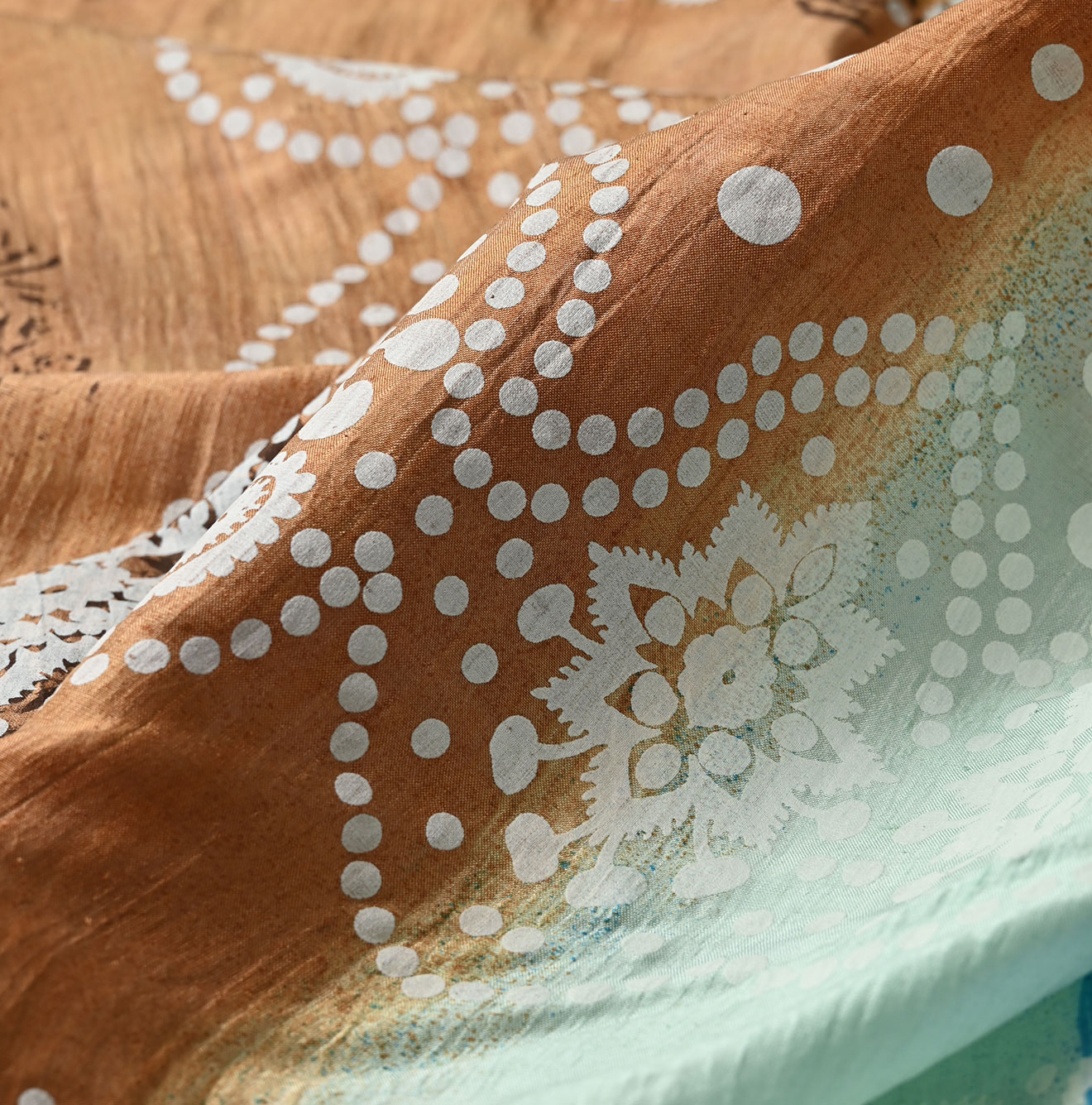 Indian Silk Handprint Furoshiki Detail