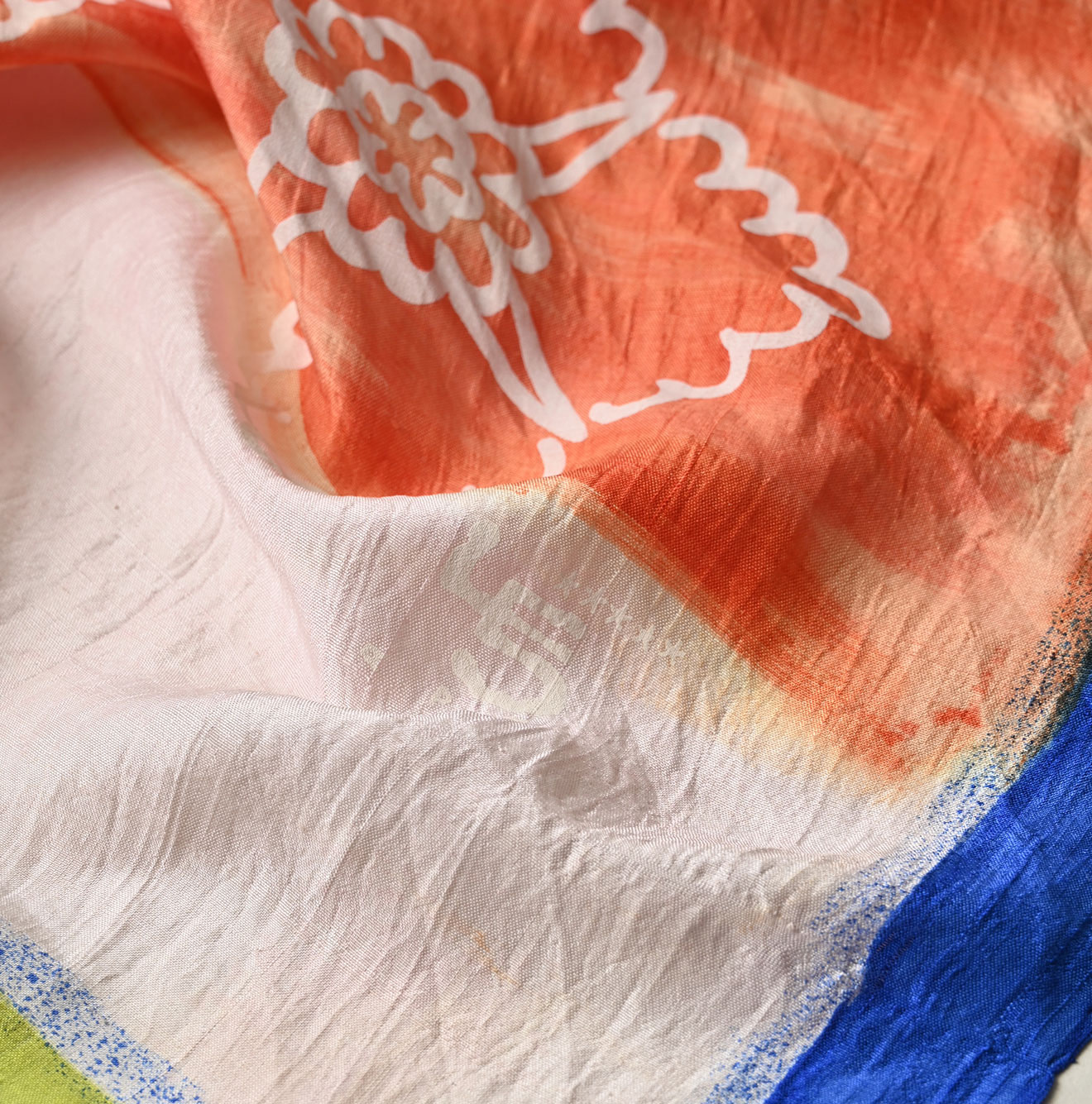 Indian Silk Handprint Furoshiki Detail