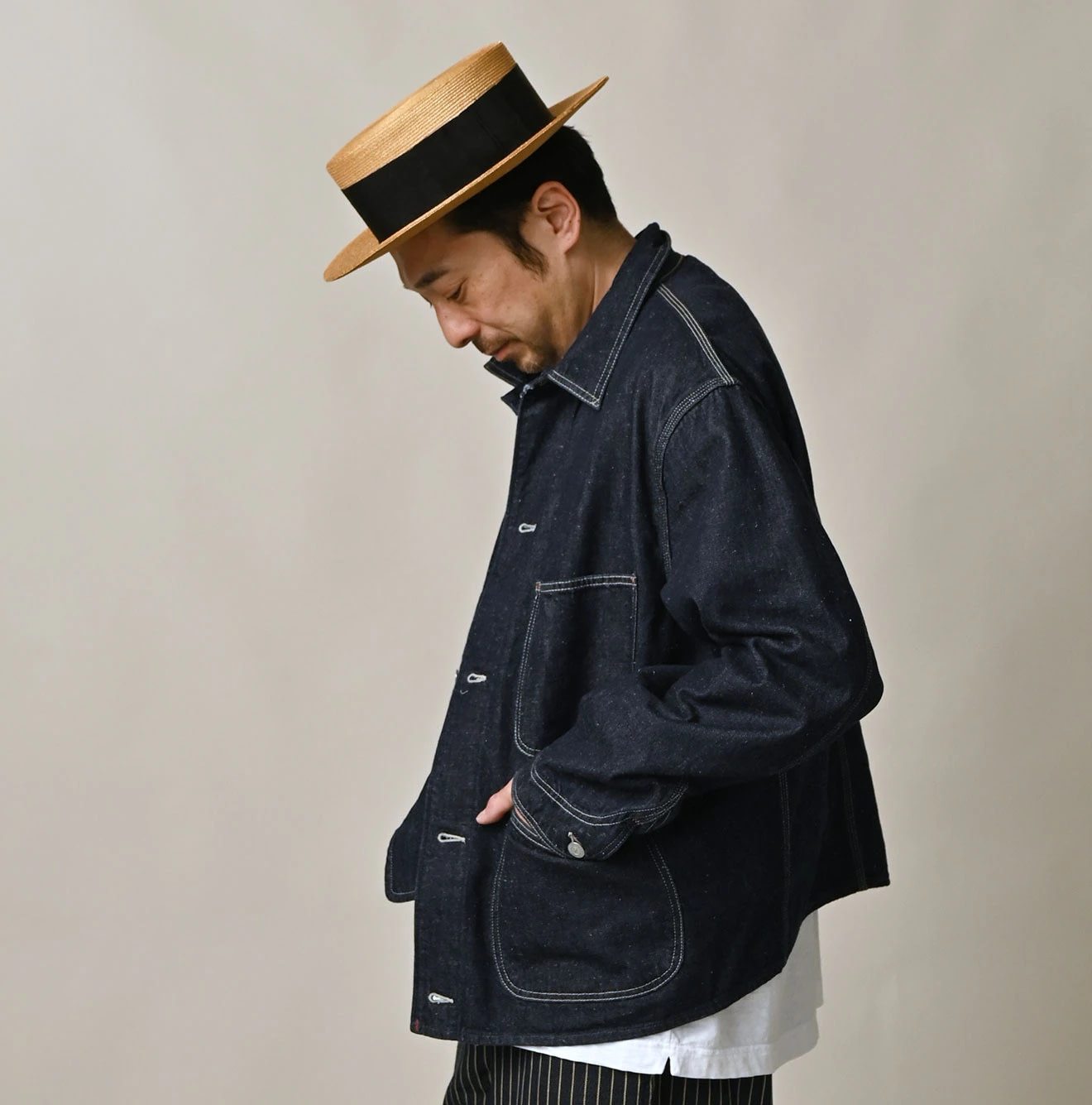 9.4oz Denim 908 Ocean Coverall Nou Male Model