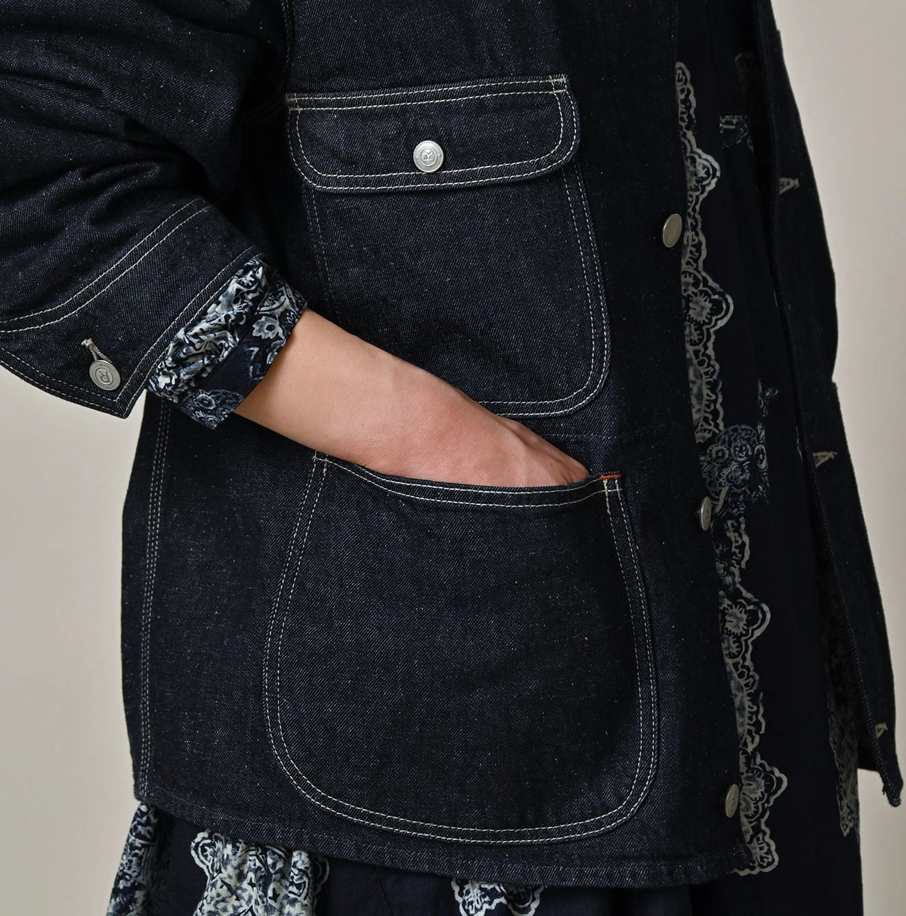 9.4oz Denim 908 Ocean Coverall Nou Detail