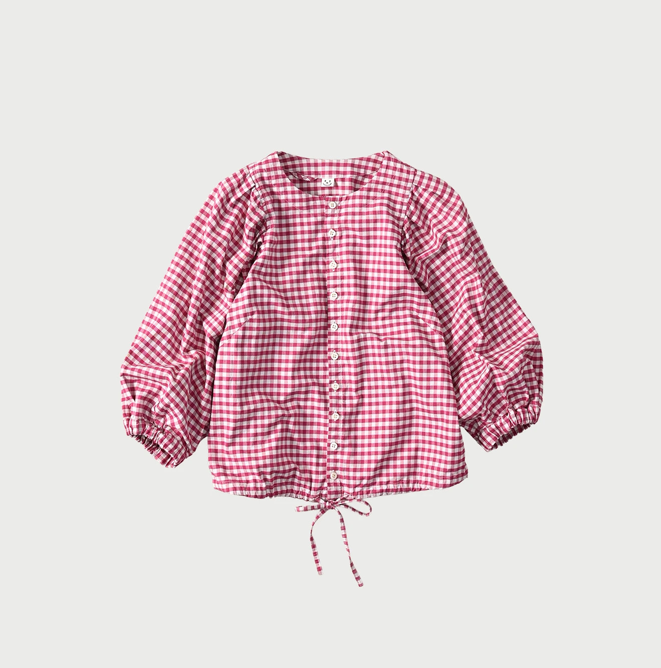 504 OX Puff Blouse Pink Gingham