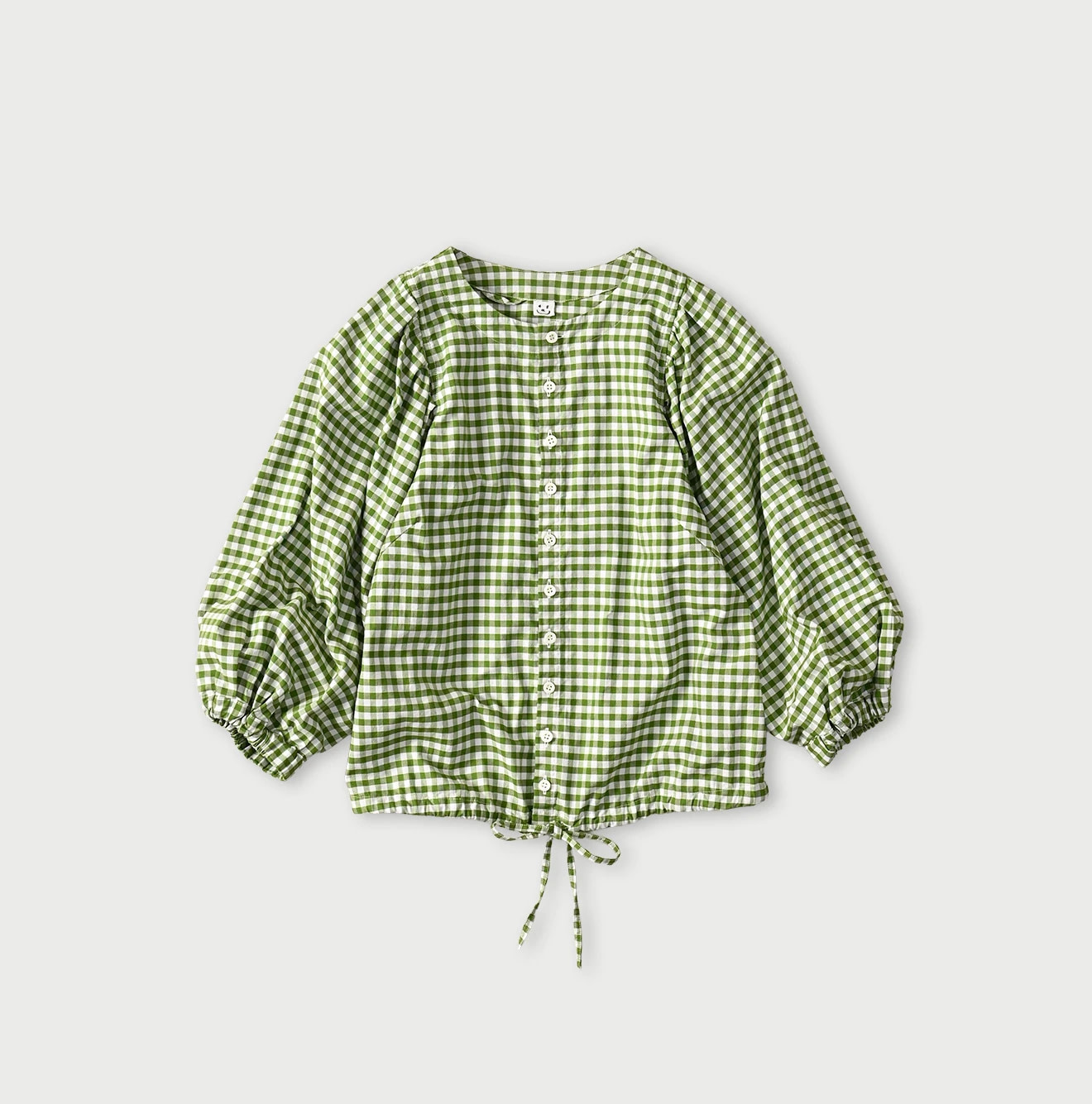 504 OX Puff Blouse Yellow Green Gingham