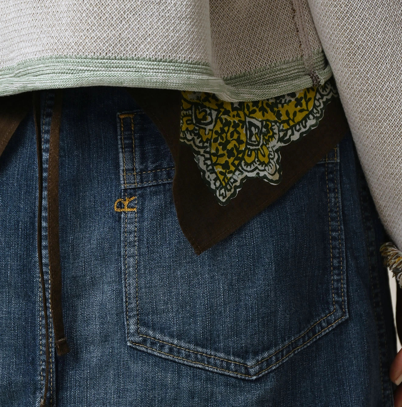 Mugihiko Denim Bell Skirt Zyu Detail