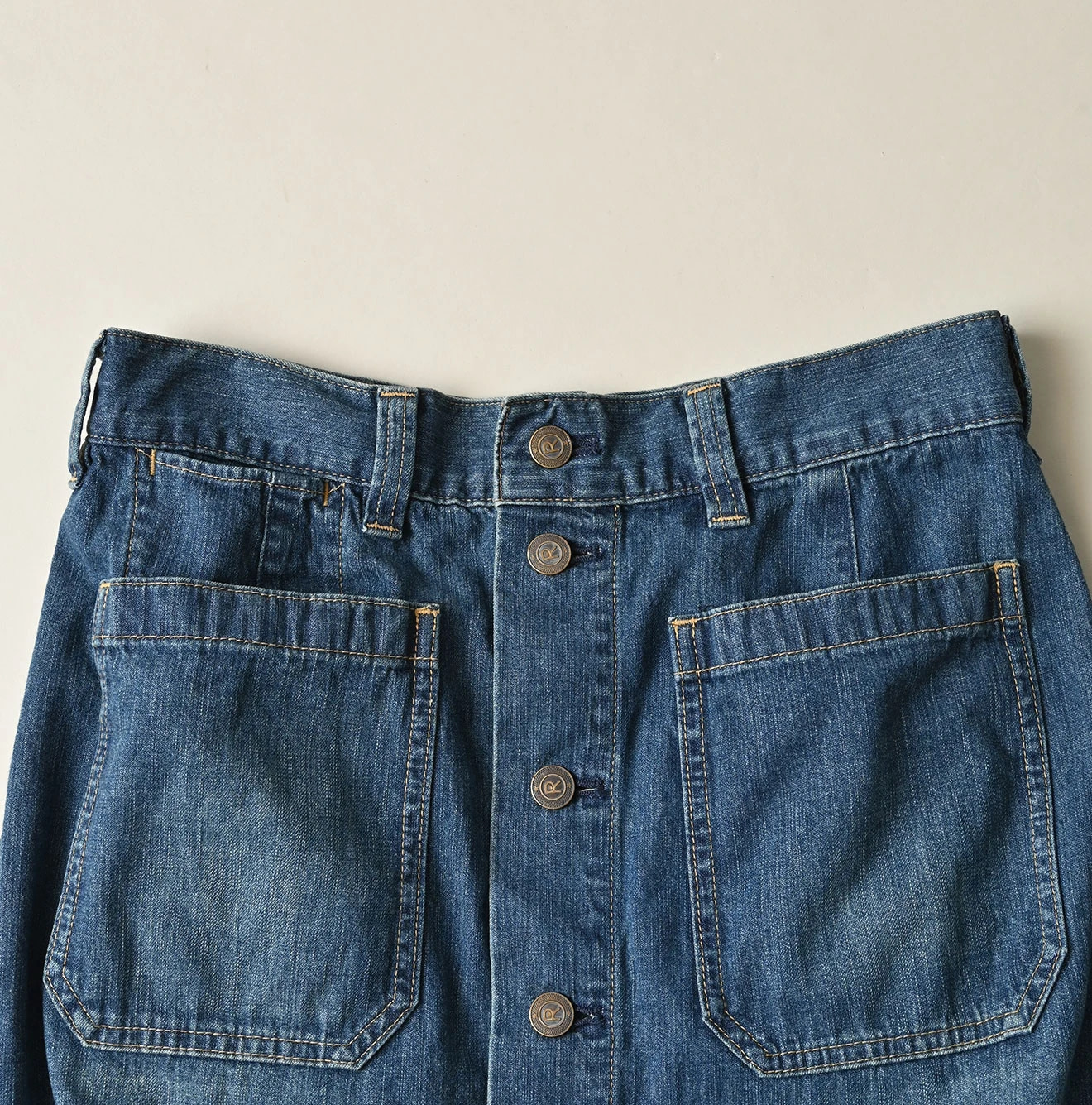 Mugihiko Denim Bell Skirt Zyu Detail