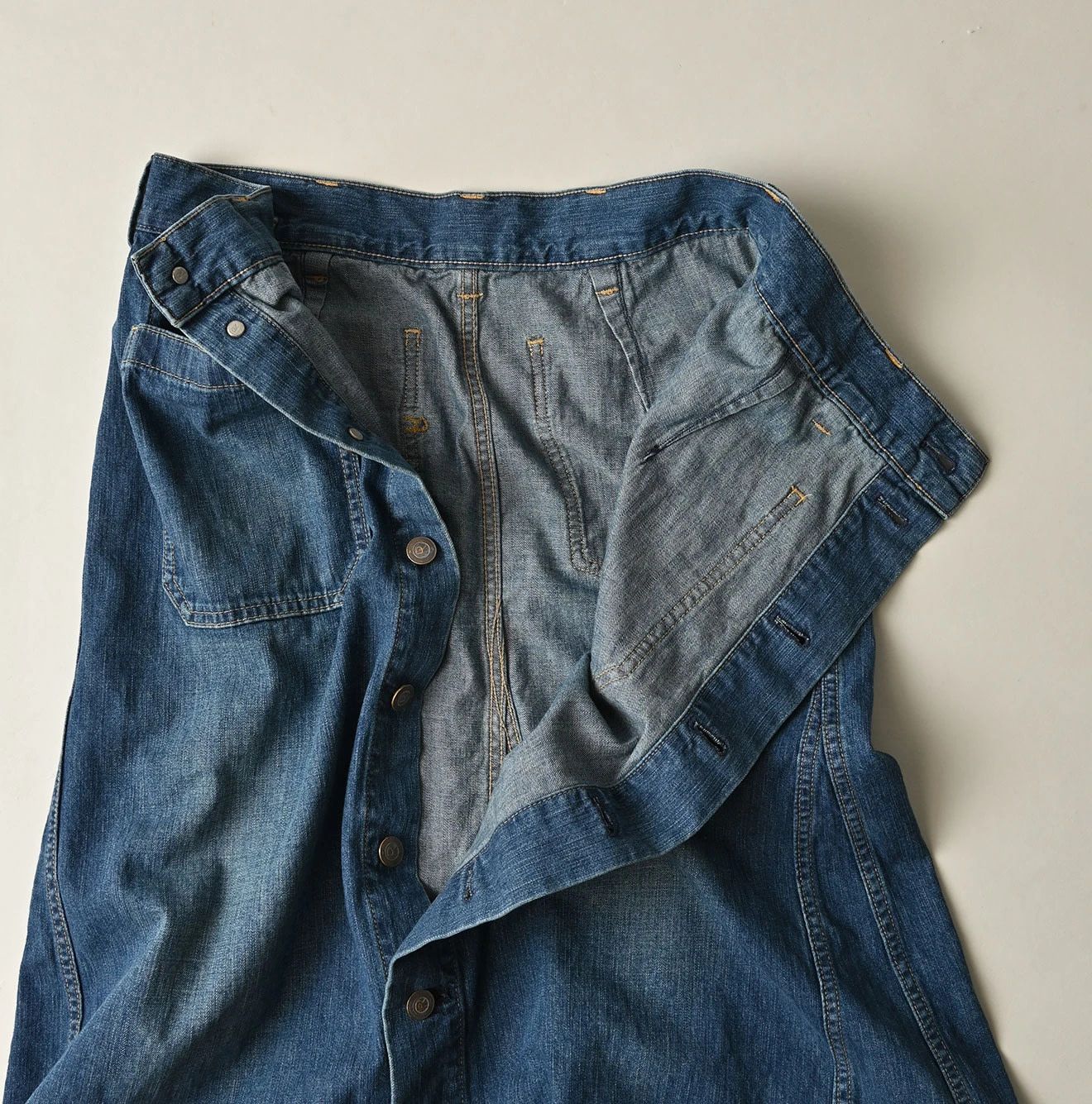 Mugihiko Denim Bell Skirt Zyu Detail